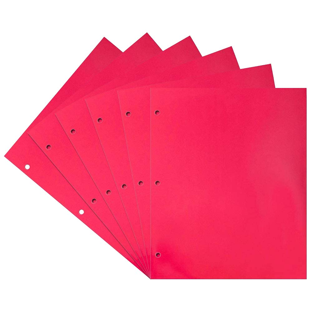 JAM PAPER Glossy 3 Hole Punch School Folders - 6 Pack for Office & Classroom