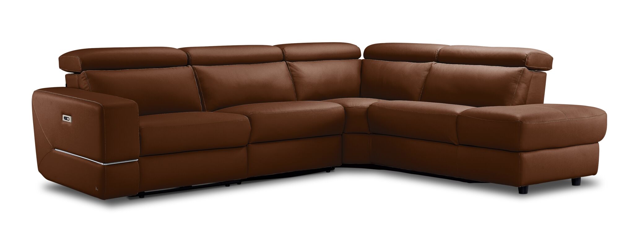 Bianca 3-Piece Power Reclining Sectional Sofa with Right Facing Chaise in Cognac Leather - Perfect for Living Room, Home Theater & Family Gatherings