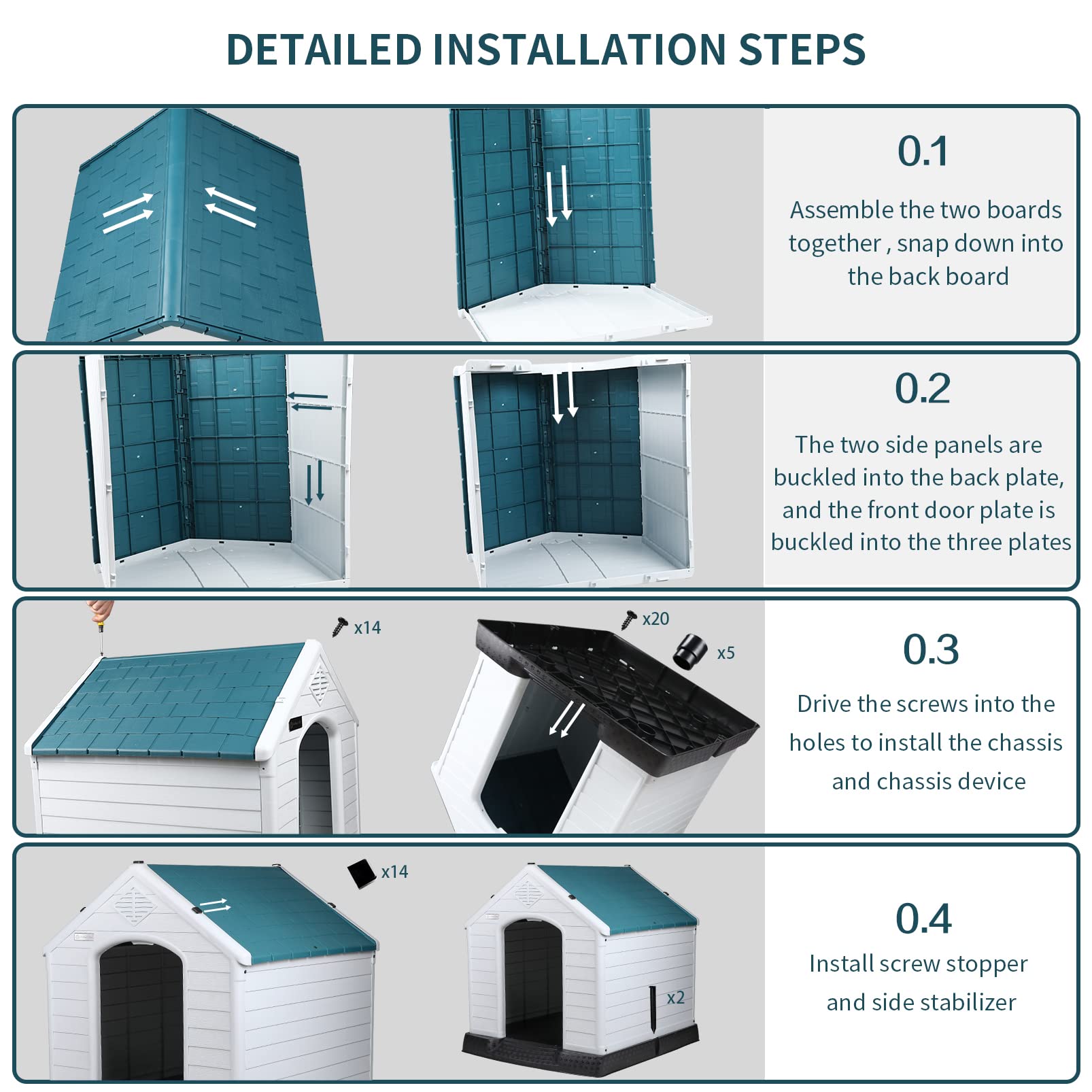 OFIKA Insulated Plastic Dog House for Small, Medium & Large Dogs - Durable Waterproof Outdoor/Indoor Dog House with Air Vents & Elevated Floor - Easy to Assemble & Clean - Perfect for Backyard, Patio or Garage Use