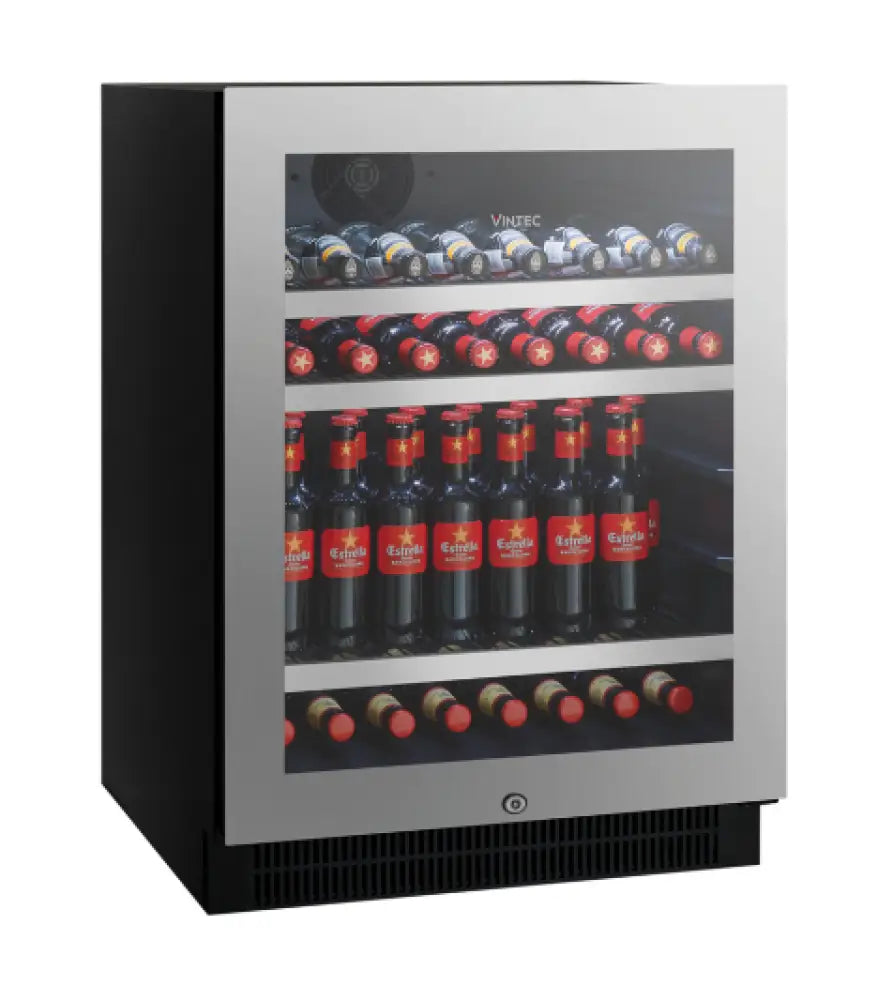 Vintec VBS050SSB 100-Bottle Undercounter Stainless Steel Beverage Cooler - Perfect for Home Bars, Restaurants, and Entertaining Spaces