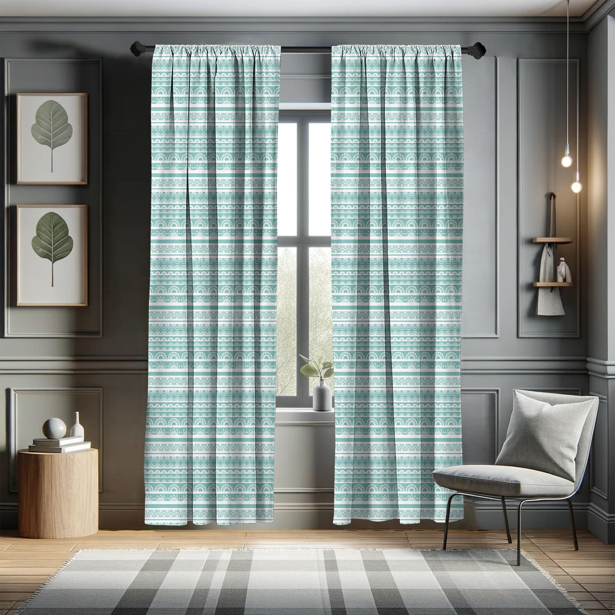 Ambesonne Abstract Floral Curtains - 2 Panel Set, 28