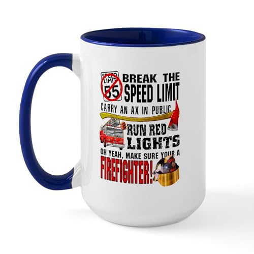 White/Navy Inside - Make Sure A Firefighter Large Mug