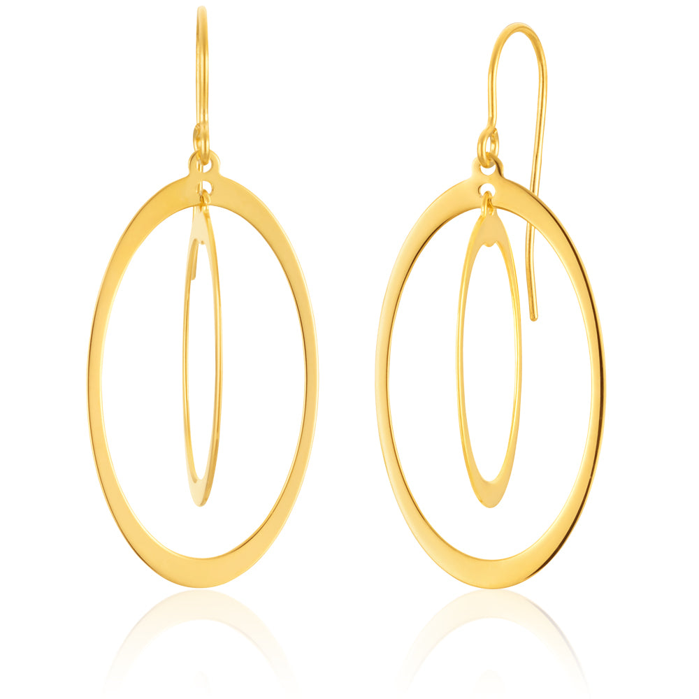 9ct Yellow Gold Silver Filled Duo Dangling Circle Drop Earrings for Women - Elegant Boho Jewelry for Parties, Weddings & Everyday Wear