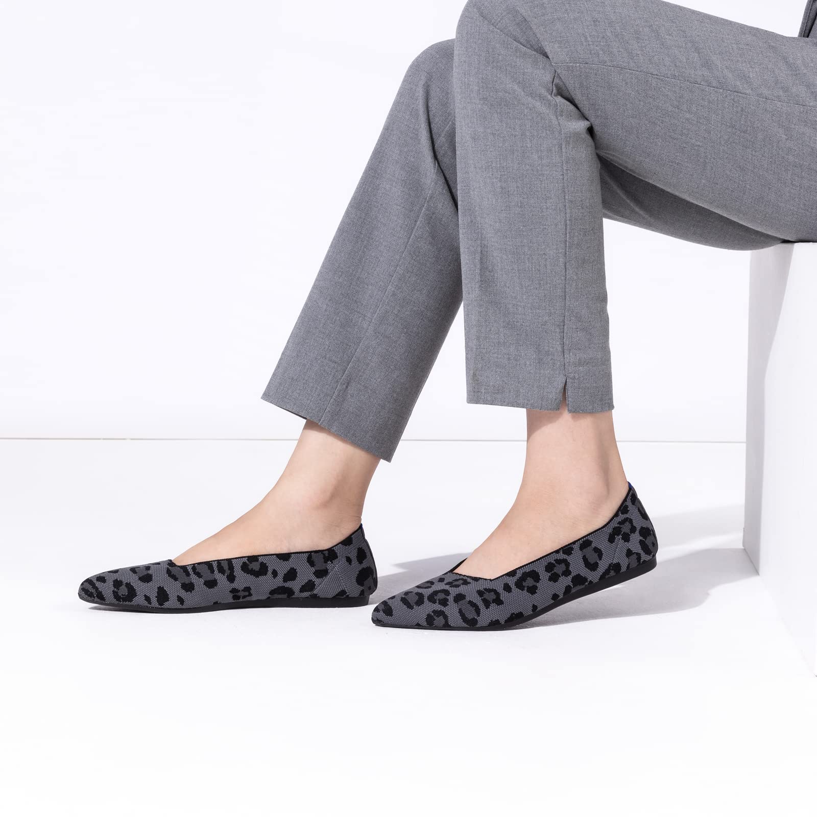 Women's Pointed Toe Ballet Flats - Knit Slip-On Dress Shoes with Low Wedge | Comfortable & Soft Classic Flats for Women | Perfect for Office, Wedding & Casual Wear