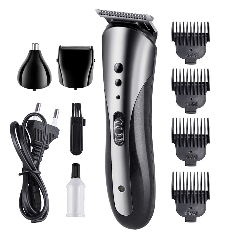 Professional Hair Clipper & Trimmer Set - Rechargeable Cordless Electric Hair Cutting Machine for Men, Multifunctional Barber Clipper with EU Plug - Perfect for Home Grooming, Salon Styling & Travel Use