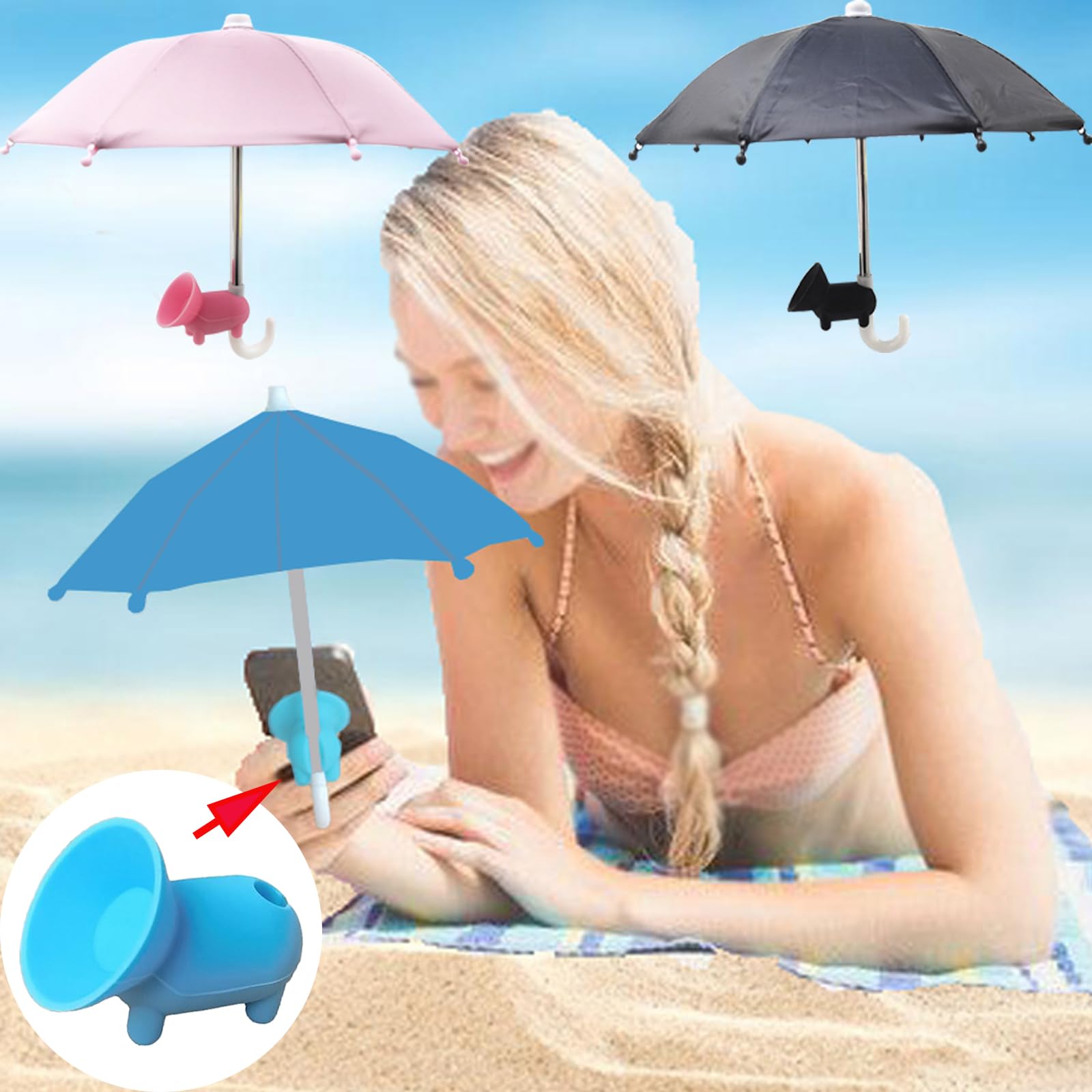 3 Pack Phone Sun Shade Umbrella with Adjustable Suction Cup Stand - Outdoor Sun Protection for Smartphones - Perfect for Beach, Pool, and Outdoor Activities