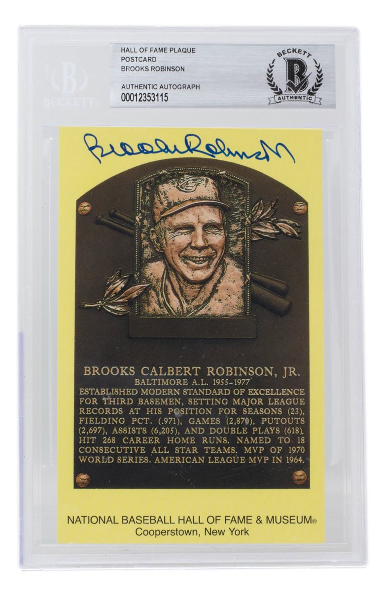 Brooks Robinson Autographed Baltimore Orioles Hall of Fame Plaque Postcard - BAS 115 Certified Collectible | Perfect for Baseball Memorabilia Displays & Sports Fan Gifts
