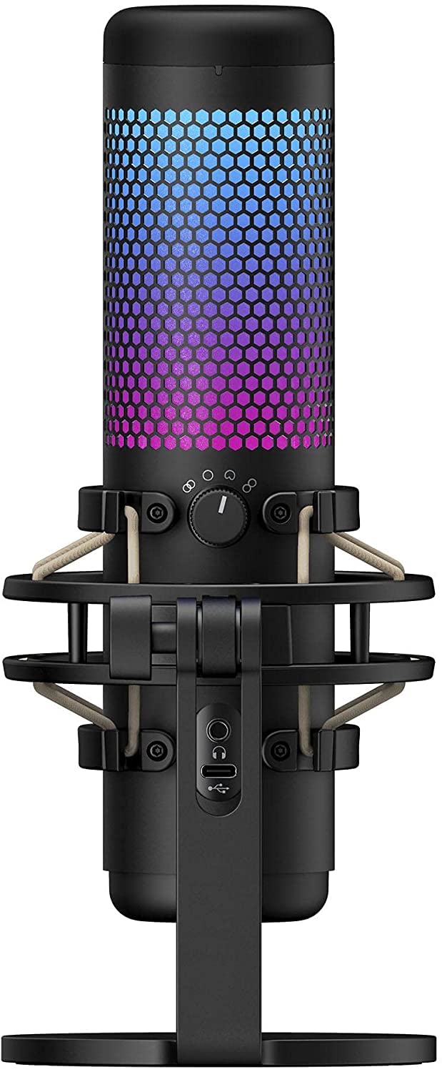HyperX QuadCast S RGB USB Condenser Microphone for PC, PS4, PS5 & Mac - Professional Streaming Mic with Anti-Vibration Shock Mount, 4 Polar Patterns & Pop Filter - Perfect for Gaming, Podcasts & Content Creation - Includes Bonus Kwalicable Micro SD Card