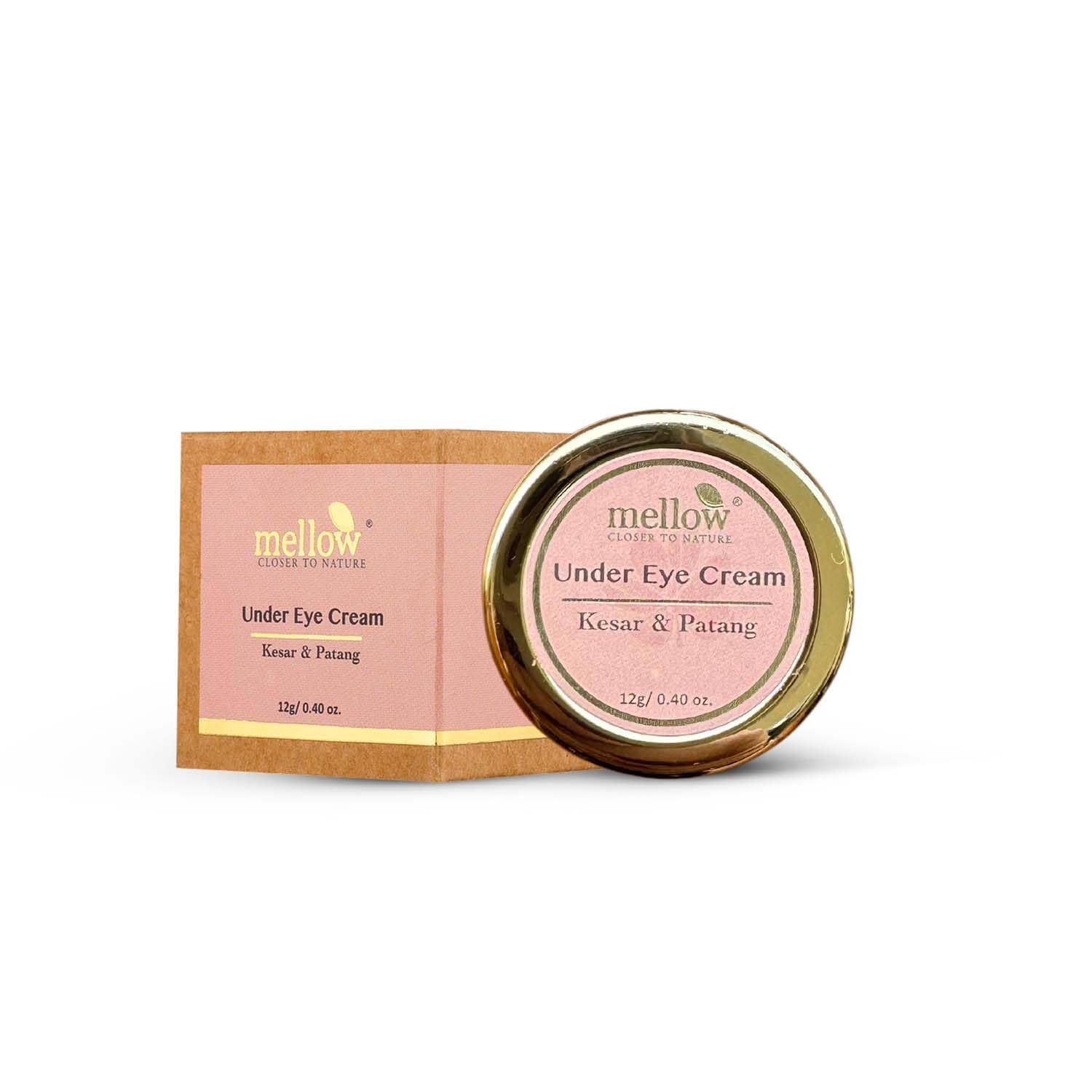 Mellow Herbals Ayurvedic Under Eye Cream (12Gm) for Dark Circles & Puffiness - Kesar, Patang & Kukumadi Oil Formula | Ayush Certified | GMO, Paraben & Silicone Free | Reduce Eye Bags & Brighten Skin | Perfect for Night Routine & Travel Skincare