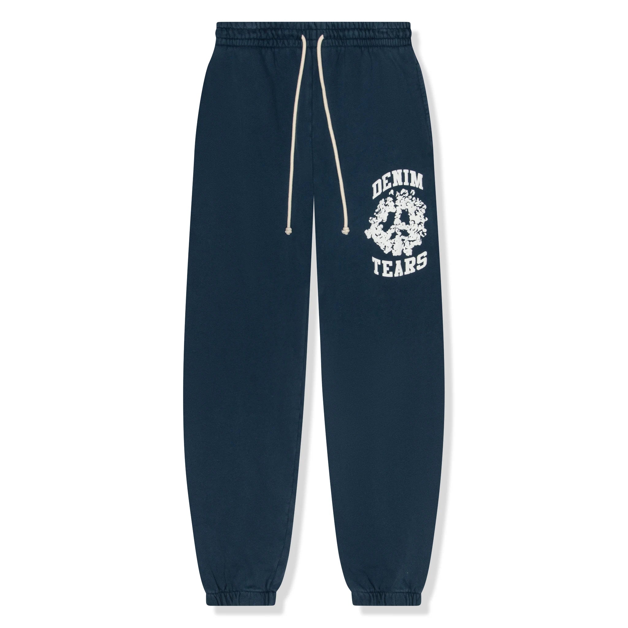 Denim Tears University Navy Sweatpants for Men - Comfortable Cotton Joggers with Logo Detail - Perfect for Casual Wear, Gym & Street Style
