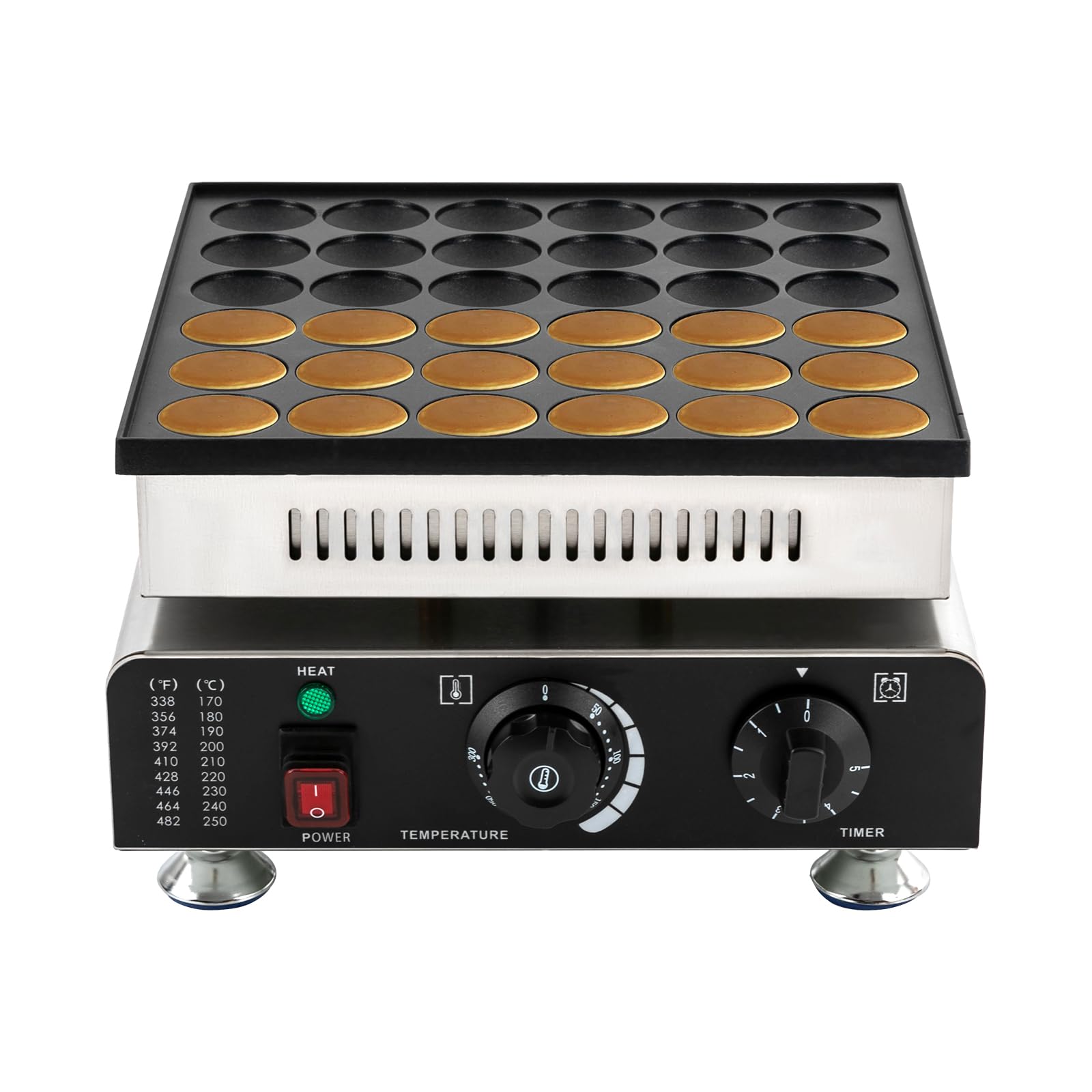 DHBREK 36pcs Mini Pancake Maker Machine - Electric Non-Stick Pancake & Muffin Iron for Home, Bakery & Restaurant - 850W 110V Fast 5-Minute Batch Cooking - Perfect for Breakfast, Brunch & Party Snacks