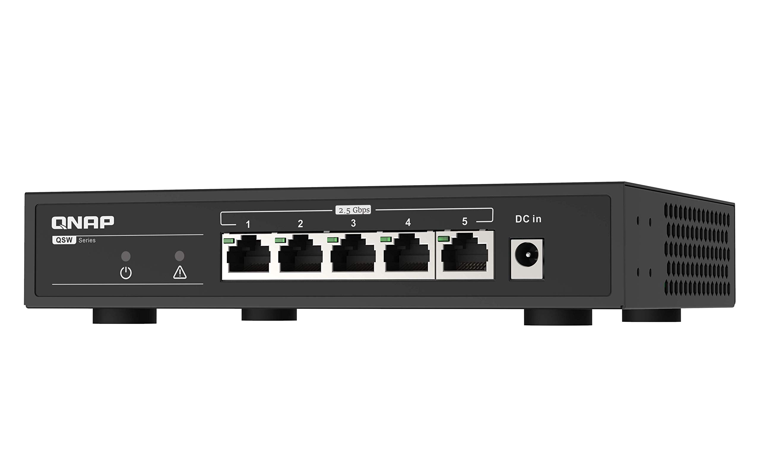 QNAP QSW-1105-5T 5-Port 2.5Gbps Unmanaged Network Switch with Auto-Negotiation (2.5G/1G/100M) - Ideal for Home Office, Gaming & High-Speed Data Transfer