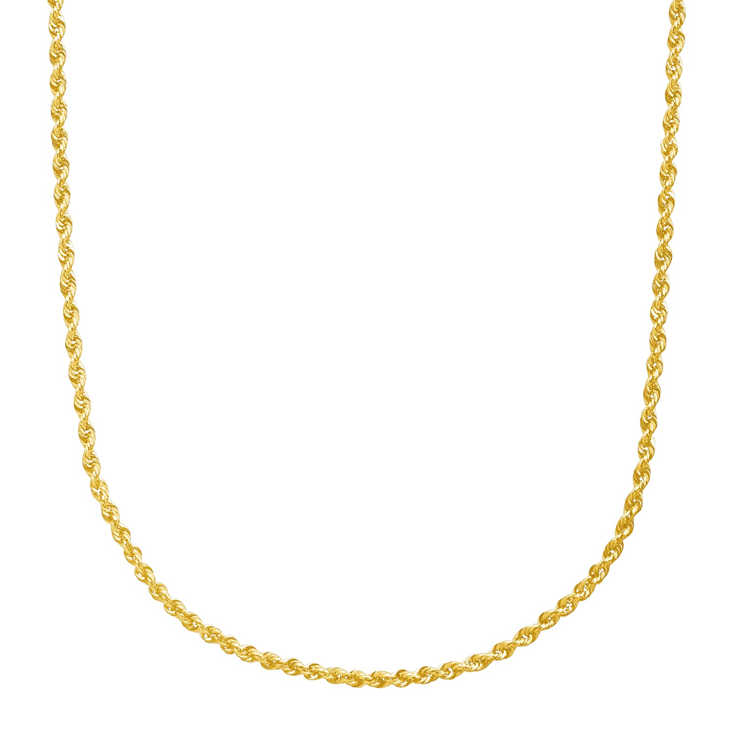 14K Yellow Gold 1.8mm Hollow Glitter Rope Chain Necklace - Welry Radiant Rope™ Collection | Perfect for Layering, Gift Giving & Everyday Elegance