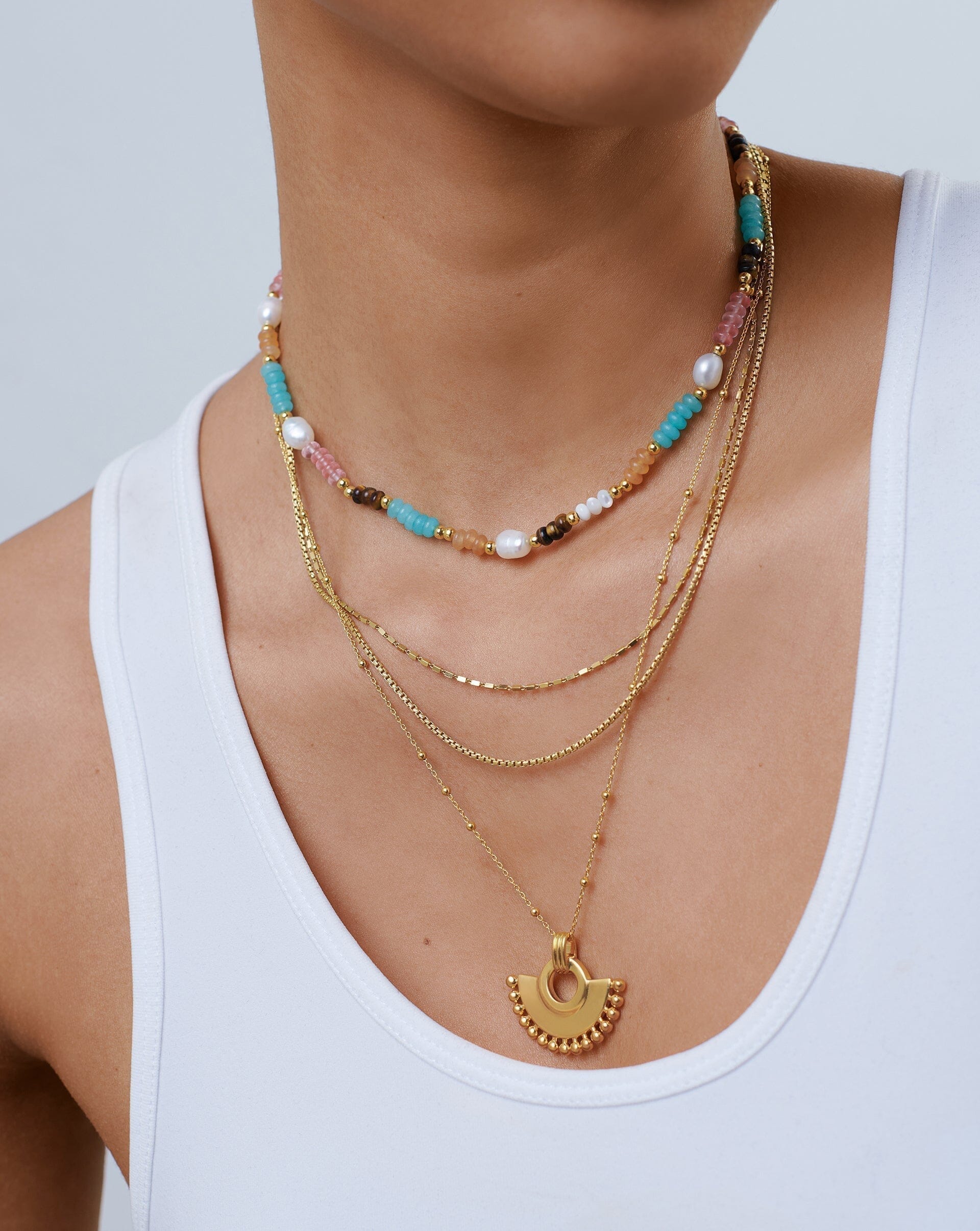 Good Vibes Multi Beaded Choker Necklace - Trendy Bohemian Layered Jewelry for Women | Perfect for Music Festivals, Beach Parties & Everyday Wear