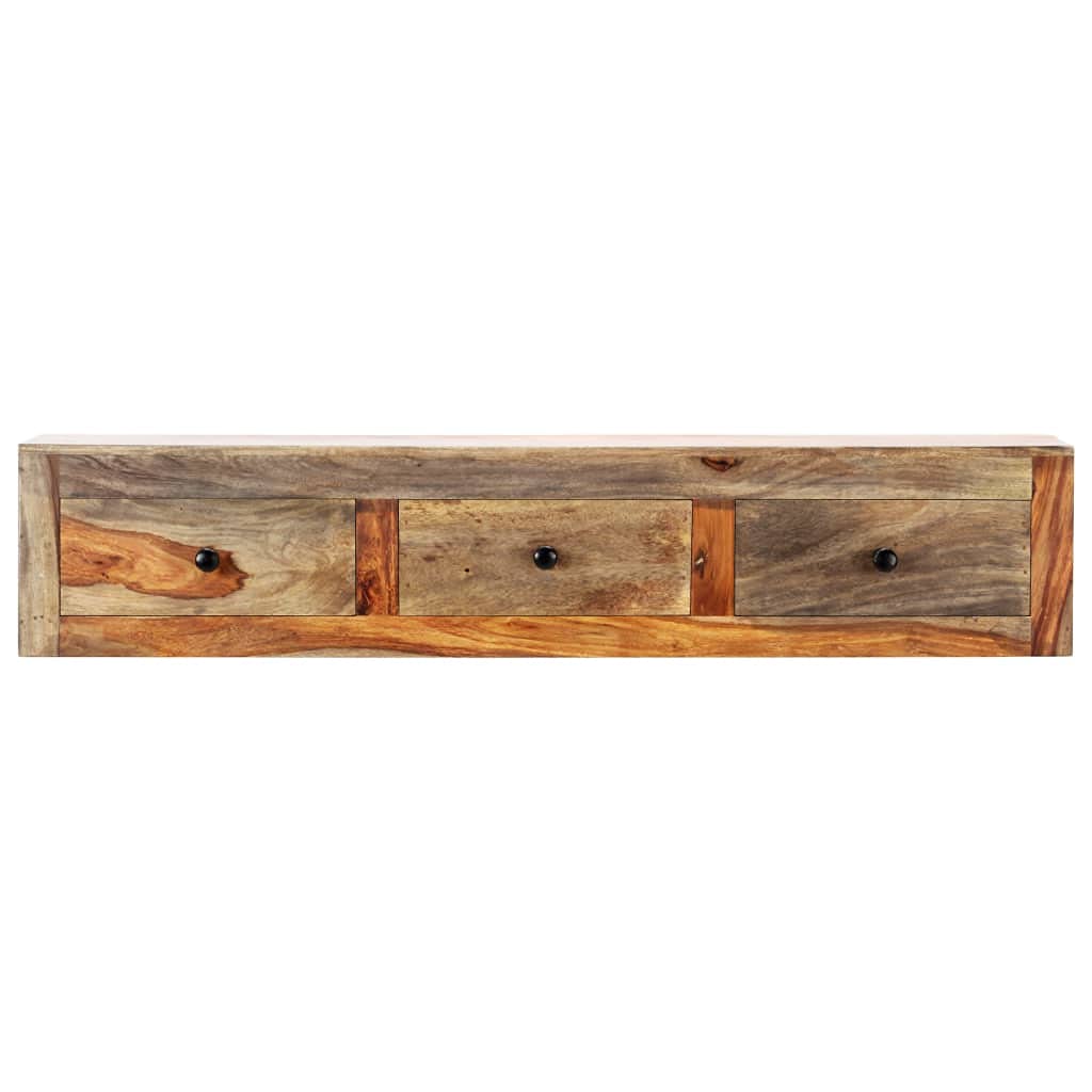 Solid Sheesham Wood Wall Console Table with 3 Drawers - Narrow Entryway Table, Hallway Sofa Table, Dining Room Sideboard - 39.3