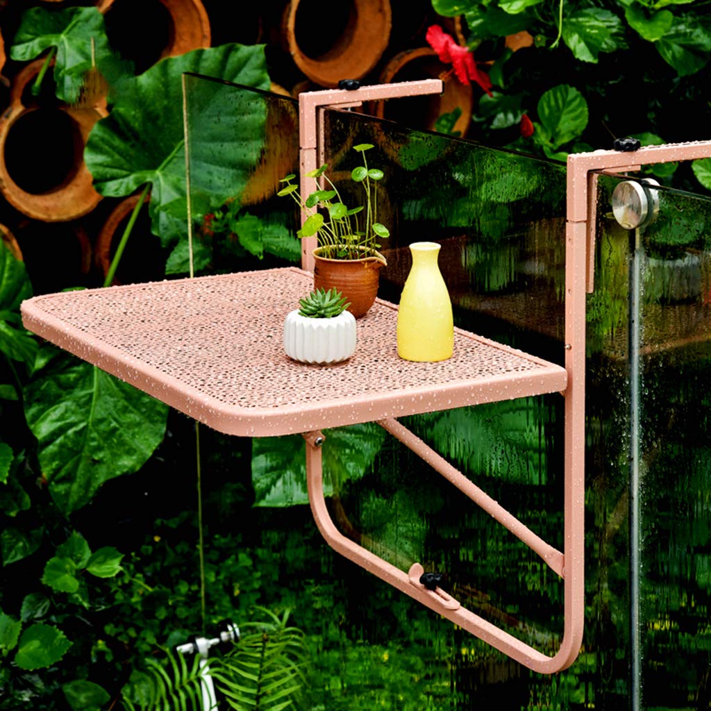 **Foldable Outdoor Hanging Table - Wrought Iron Balcony Railing Dining Table for Patio & Garden - Perfect for Small Spaces, BBQs & Relaxing**