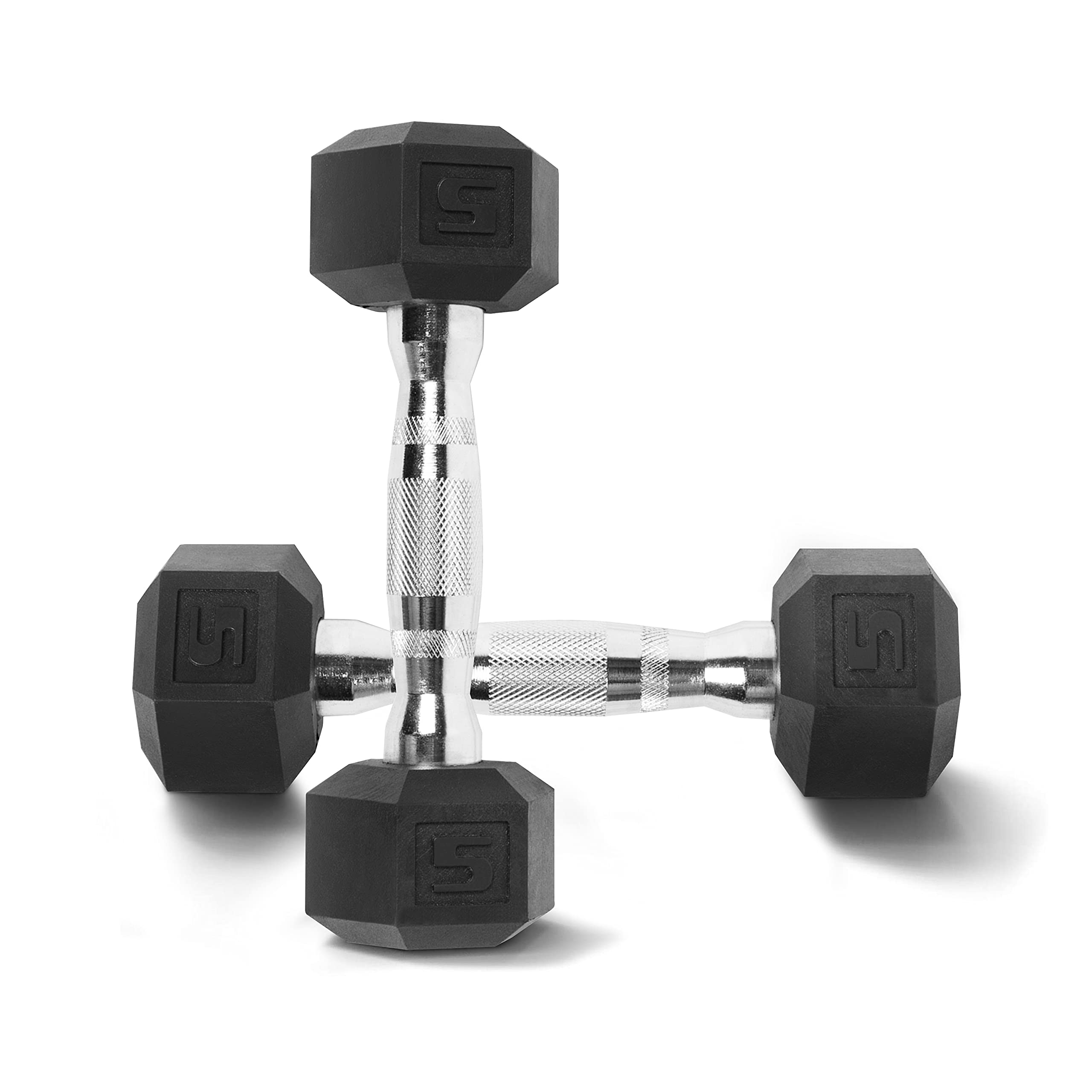WF Athletic Supply Rubber Coated Solid Steel Cast-Iron Hex Dumbbells - Pair for Muscle Toning & Full Body Workout | Home Gym Equipment for Strength Training, Weightlifting & Fitness