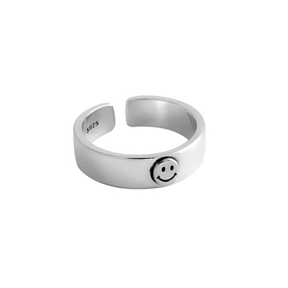 Vintage Smiling Face Open Band Rings for Women & Girls - Boho Hippie Fashion Jewelry - Perfect for Parties, Gifts & Everyday Wear