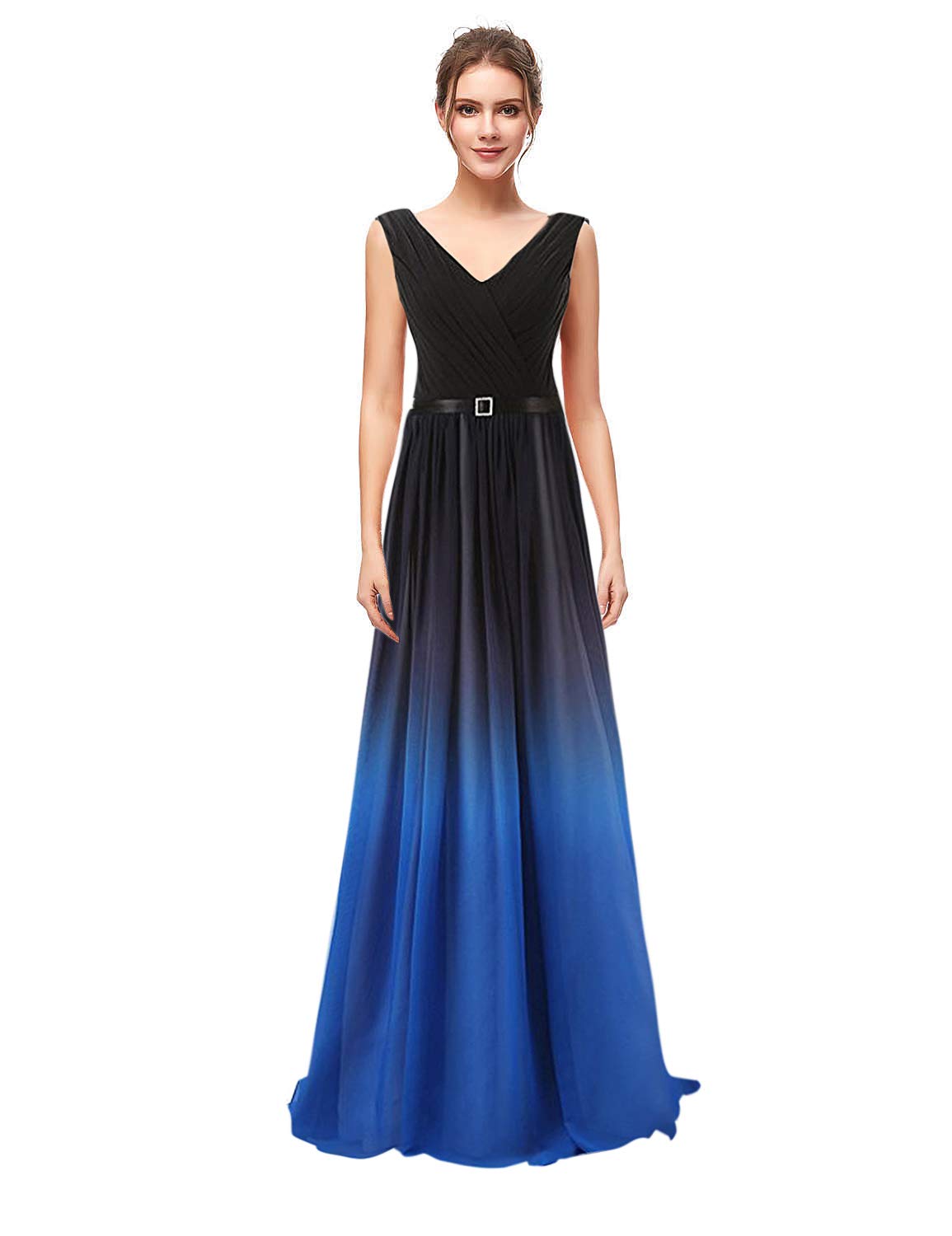 Sarahbridal Women's Long Chiffon Prom Dresses Formal Evening Ball Gowns - Gradient Color A-Line Floor-Length Gown for Homecoming, Wedding Guest, Quinceañera & Special Occasions