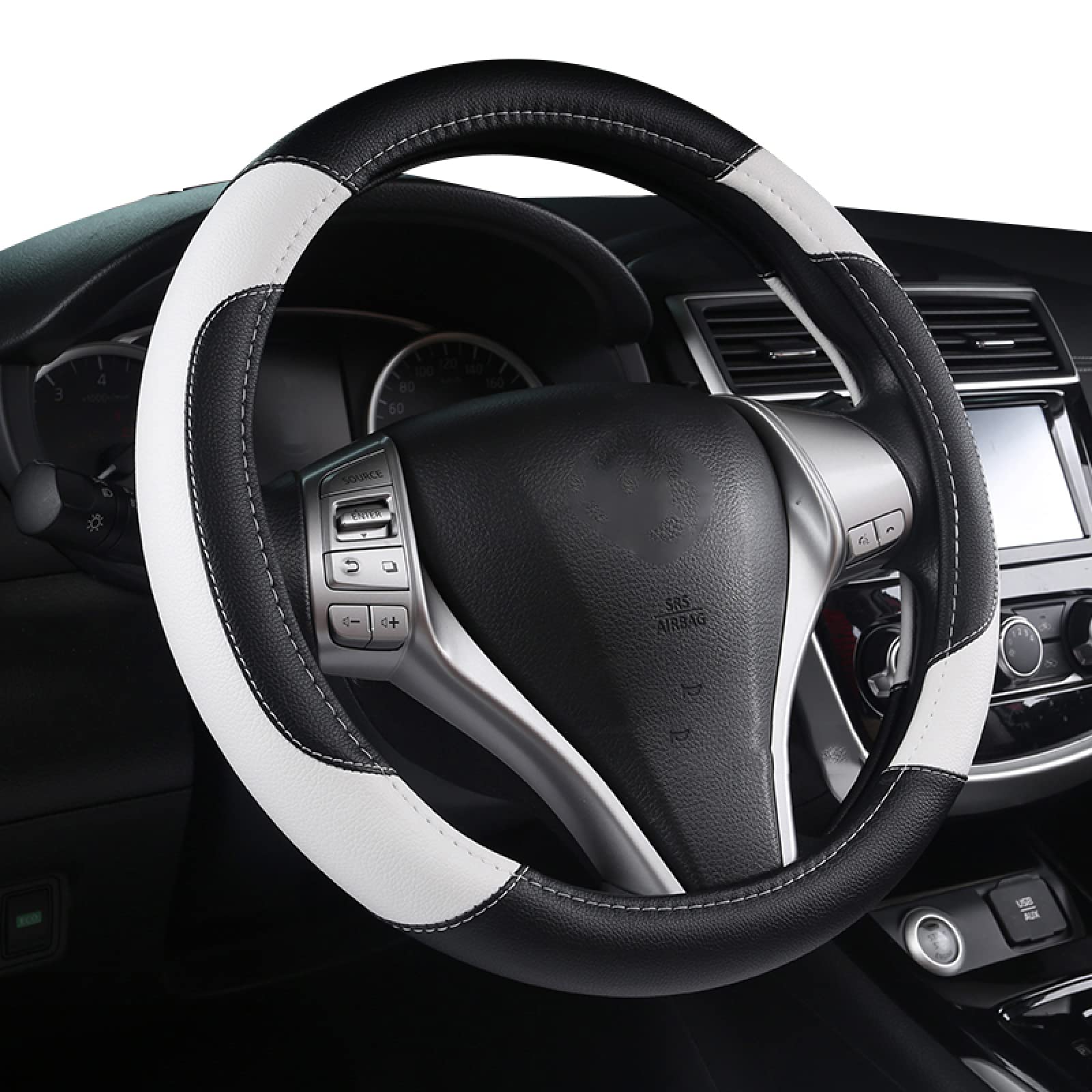 Premium PU Leather Steering Wheel Cover - Universal Fit 37/38cm, Anti-Slip & Breathable Car Accessory for Comfort & Style | Perfect for Daily Commute, Road Trips & Enhanced Driving Experience