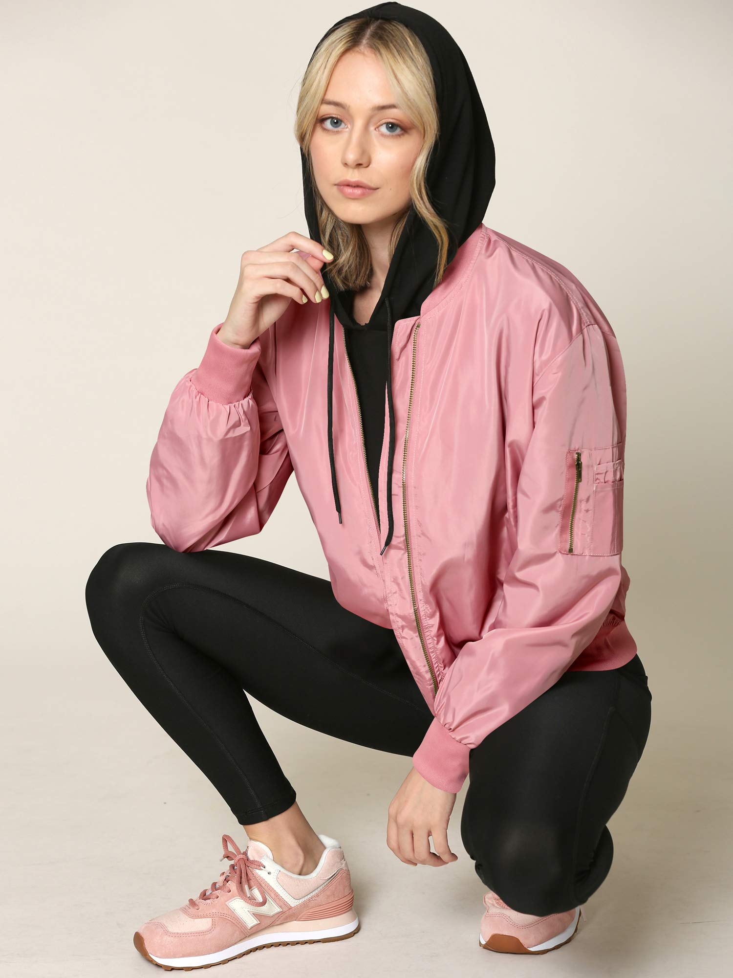 Lock and Love Women's Lightweight Bomber Jacket with Multiple Pockets - Windproof Casual Outerwear for Spring, Fall & Travel