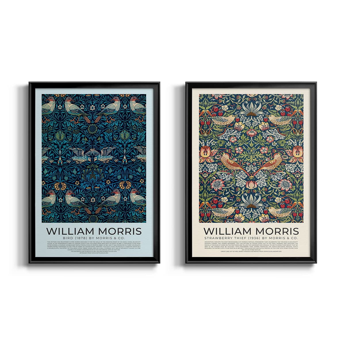 William Morris Wall Art Collection Set - Premium Black Framed Art Prints for Home & Office Decor | Ready to Hang Living Room, Bedroom & Workspace Wall Decor