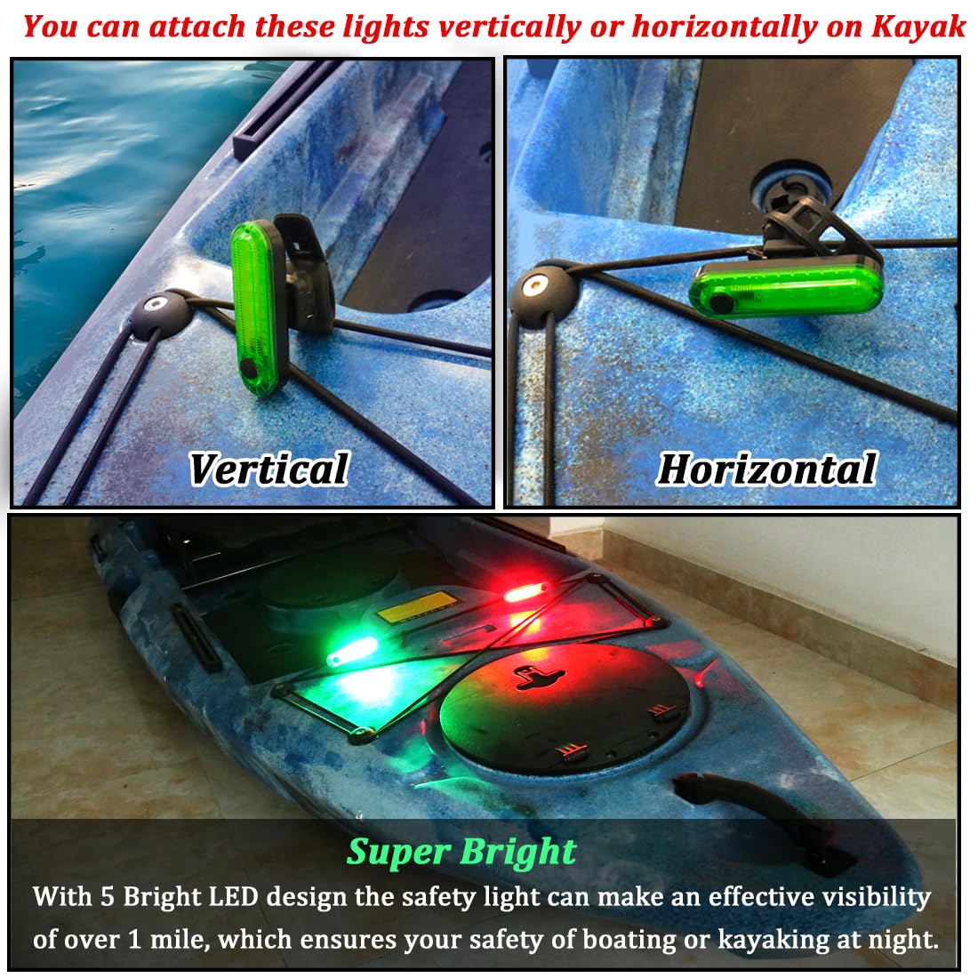 Waterproof Kayak Navigation Lights for Night Kayaking & Boating Safety