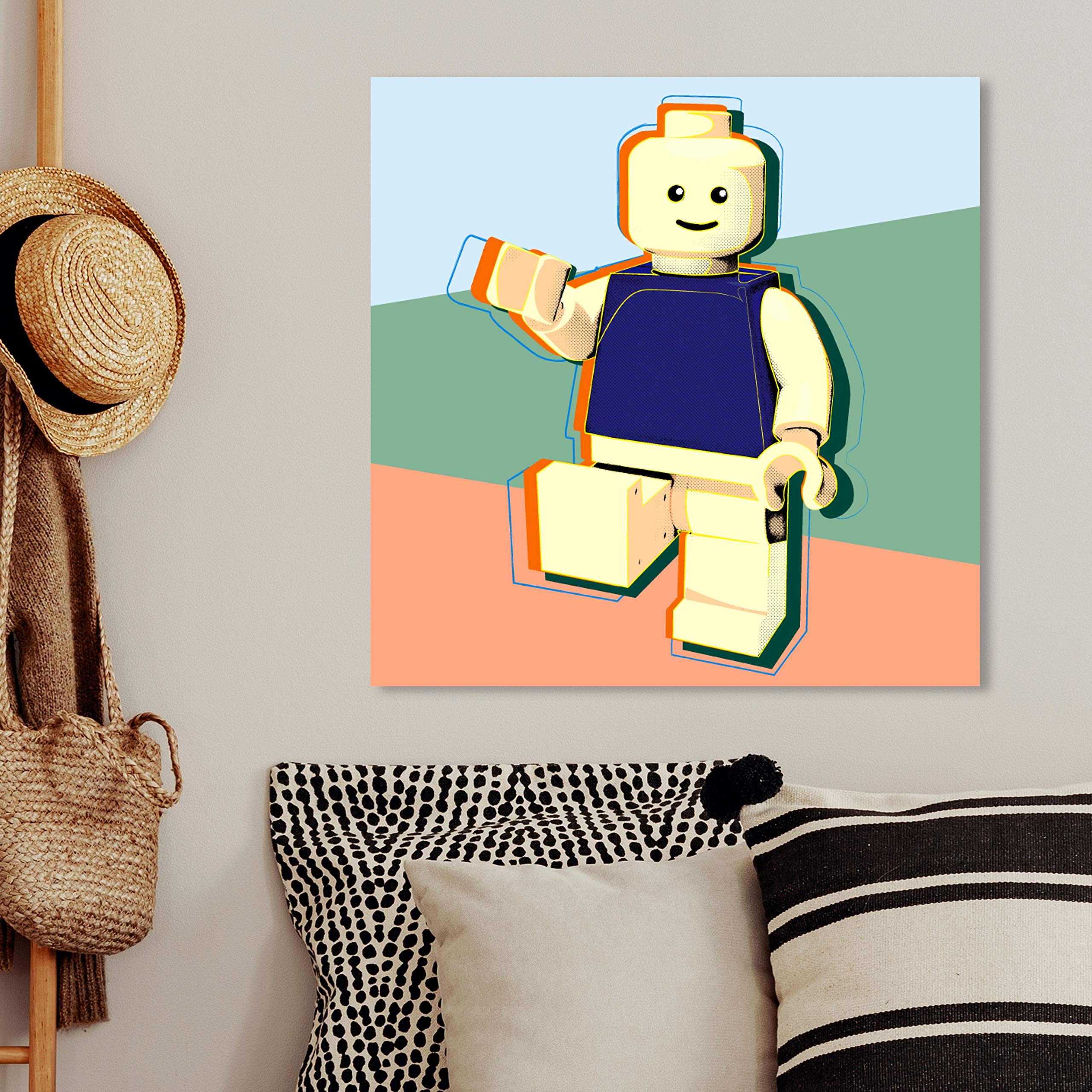 Oliver Gal Artist Co. 'Toy Man 2' Modern Abstract Wall Art Canvas Print - 24x24 Inches Yellow & Green Home Decor - Perfect for Living Room, Bedroom or Office Decor