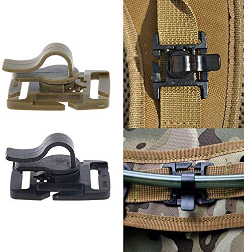 Rotatable Drink Tube Clip Gear - Adjustable Water Pipe Hose Clamp for Backpack, MOLLE, Carabiner - Tactical Buckle Accessories for Outdoor Camping, Hiking, Cycling & Travel