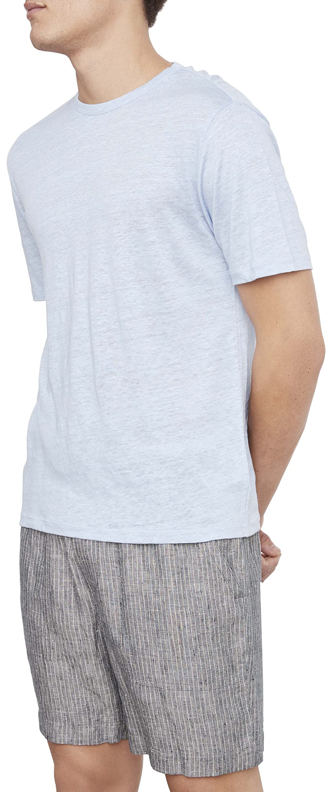 Vince Men's Linen Short Sleeve Crew Neck T-Shirt - Breathable Summer Casual Shirt for Work & Weekend Outings