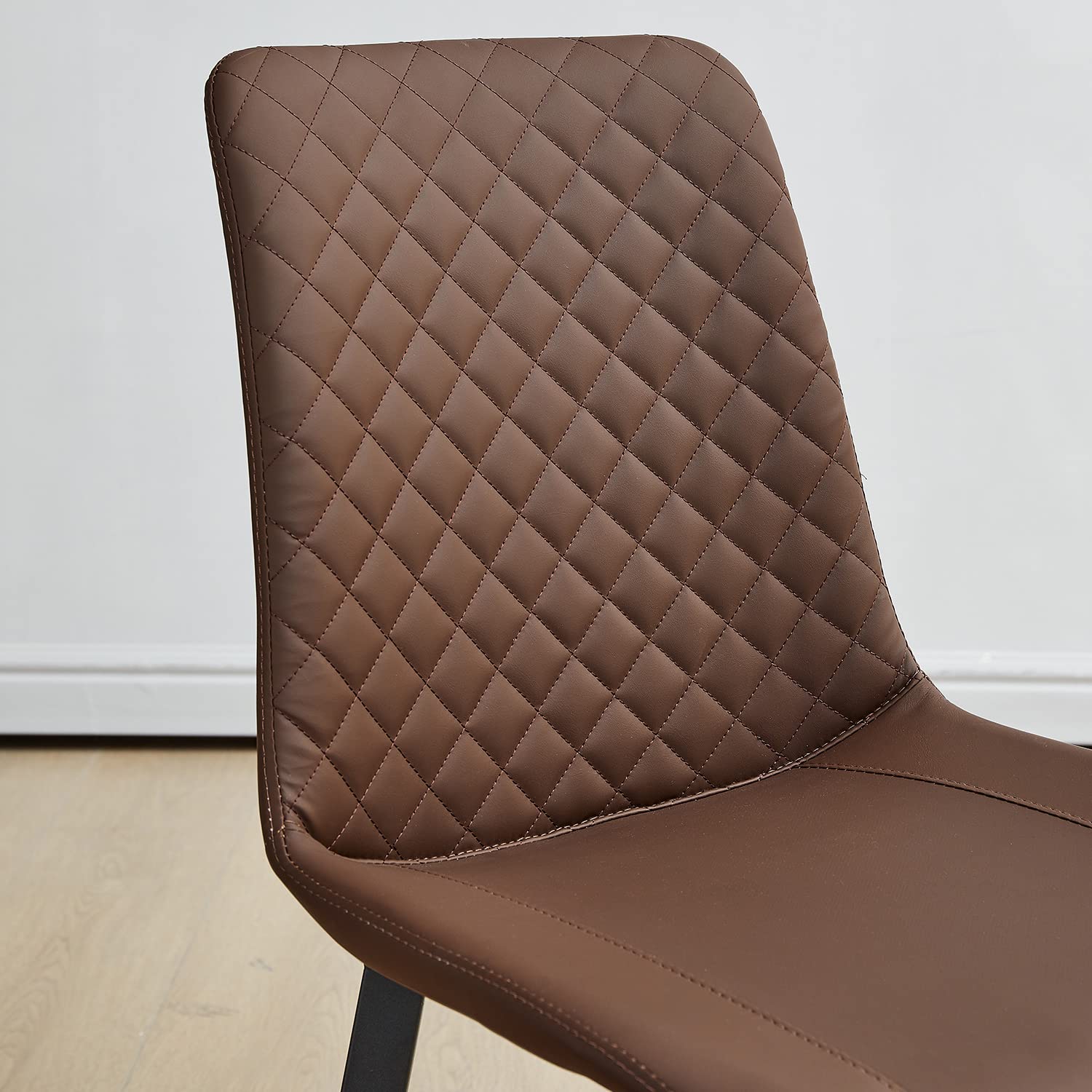 Seonyou Mid Century Modern Dining Chairs Set of 4 - Faux Leather Brown Kitchen Chairs for Dining Room - Perfect for Home, Restaurant & Office Use