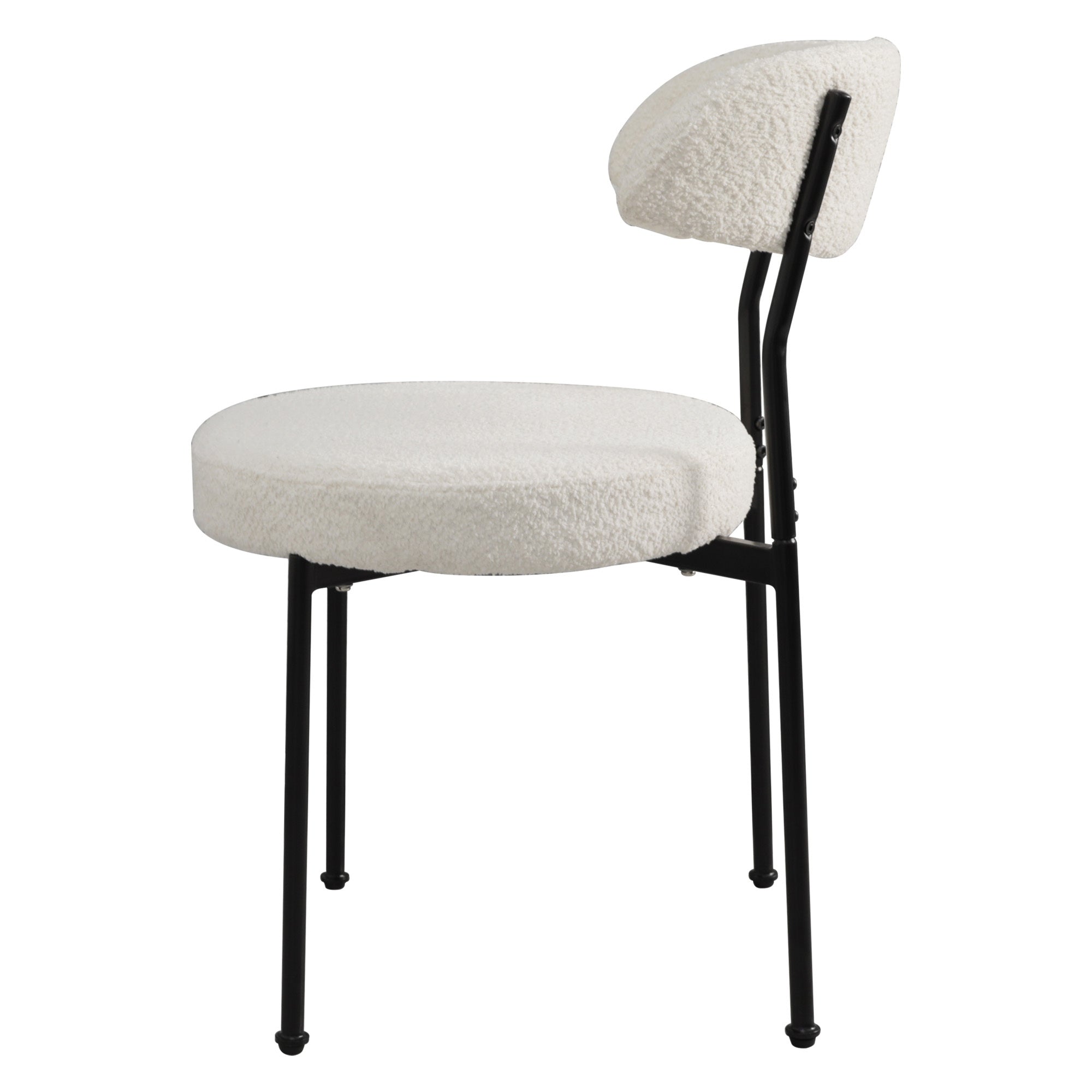 Boucle Upholstered Dining Chairs Set of 2 - Modern Curved Backrest & Sturdy Metal Legs, Beige Velvet Fabric for Dining Room, Kitchen, or Home Office