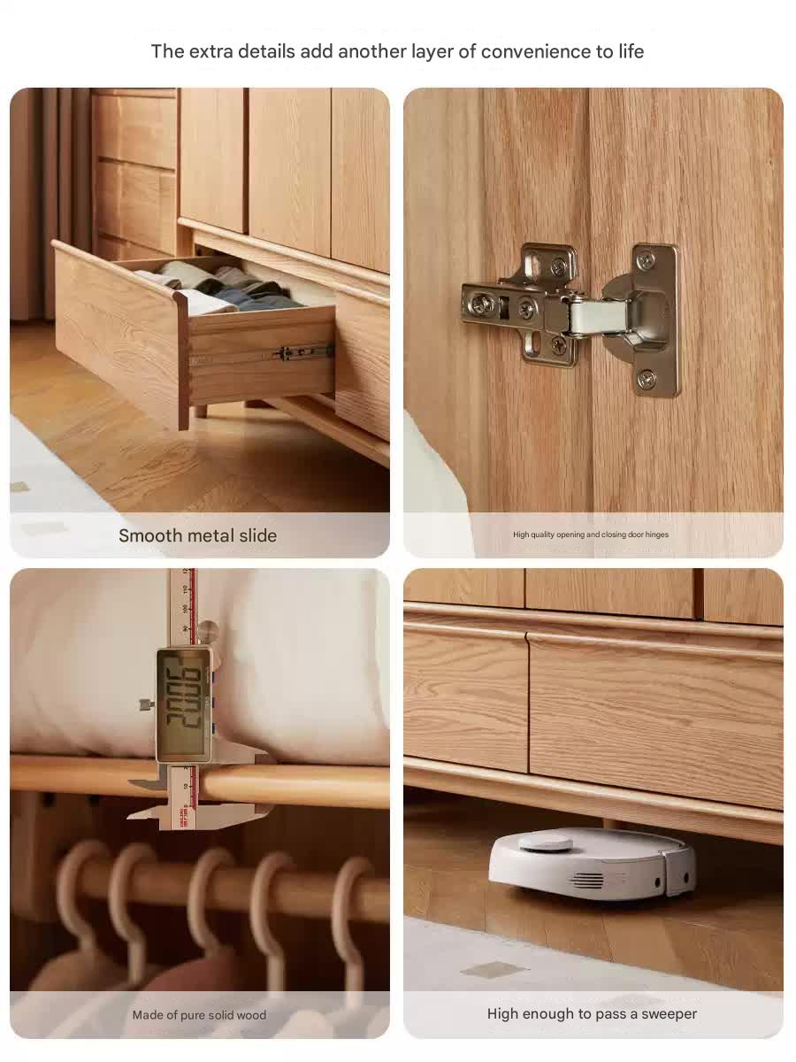 Modern Oak Solid Wood Wardrobe - Spacious Storage for Bedroom, Closet & Home Organization | Durable & Stylish Furniture for Master Bedroom, Guest Room & Walk-In Closets