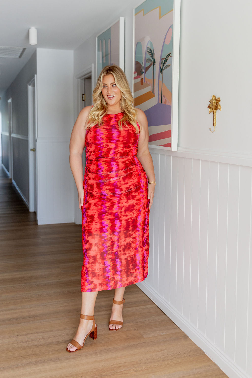 Teagan Mesh Midi Dress in Red | Flowy Summer Dress for Women | Perfect for Beach Vacations, Date Nights & Outdoor Parties