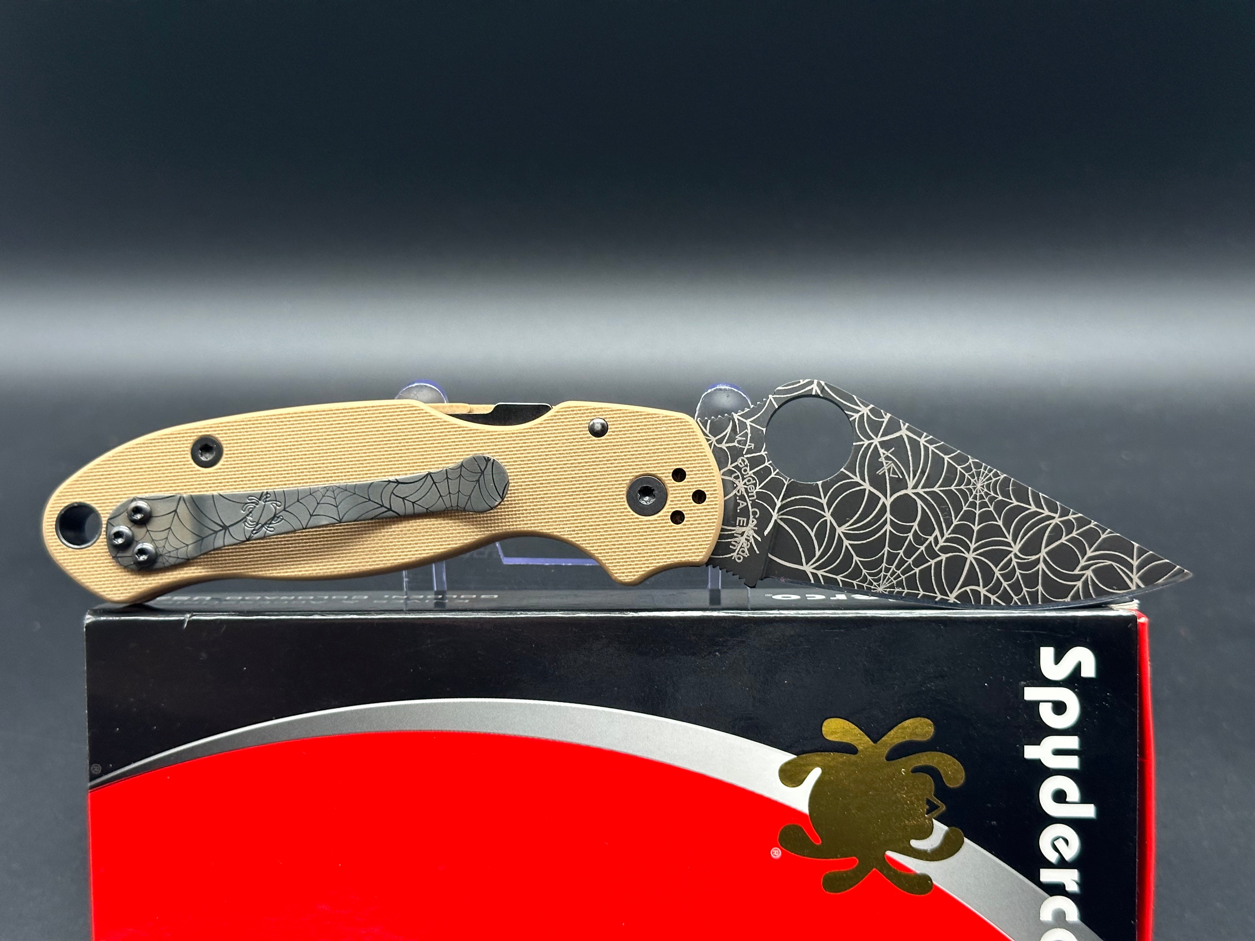 Spyderco Para 3 Folding Knife with Tan G10 Handle & S45VN Steel Blade - EDC Pocket Knife for Outdoor, Camping, and Everyday Carry