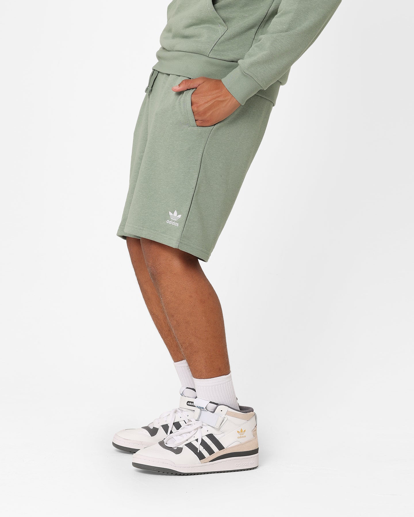 Adidas Essentials+ Hemp Shorts for Men - Breathable Athletic Running Shorts with Pockets, Silver Green - Perfect for Gym, Workout & Casual Wear