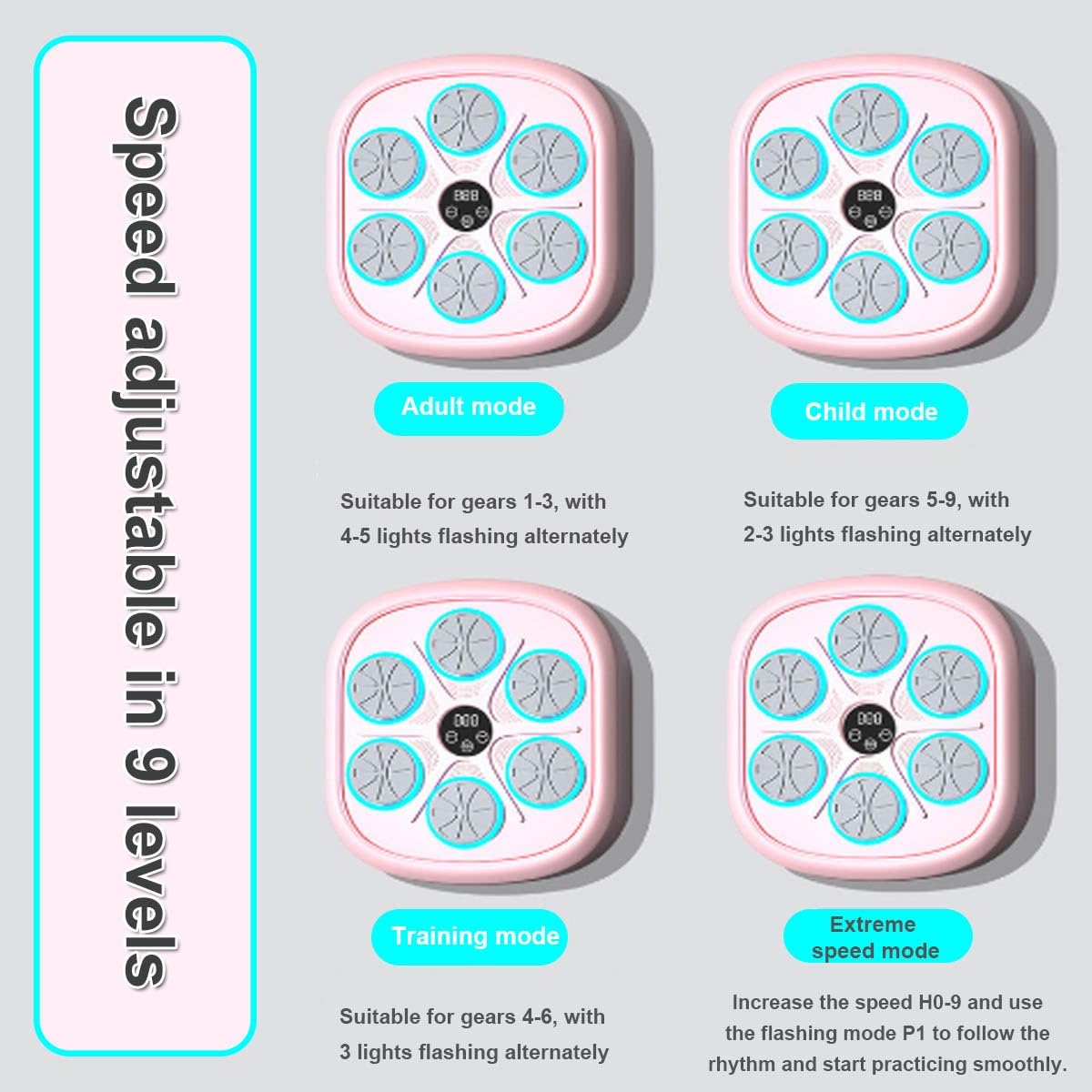Pink Smart Music Boxing Machine for Adults - Electronic Punching Target with Boxing Gloves, Wall-Mounted Fitness Equipment with Smart Display - Perfect for Home Workouts, Parent-Child Exercise & Stress Relief