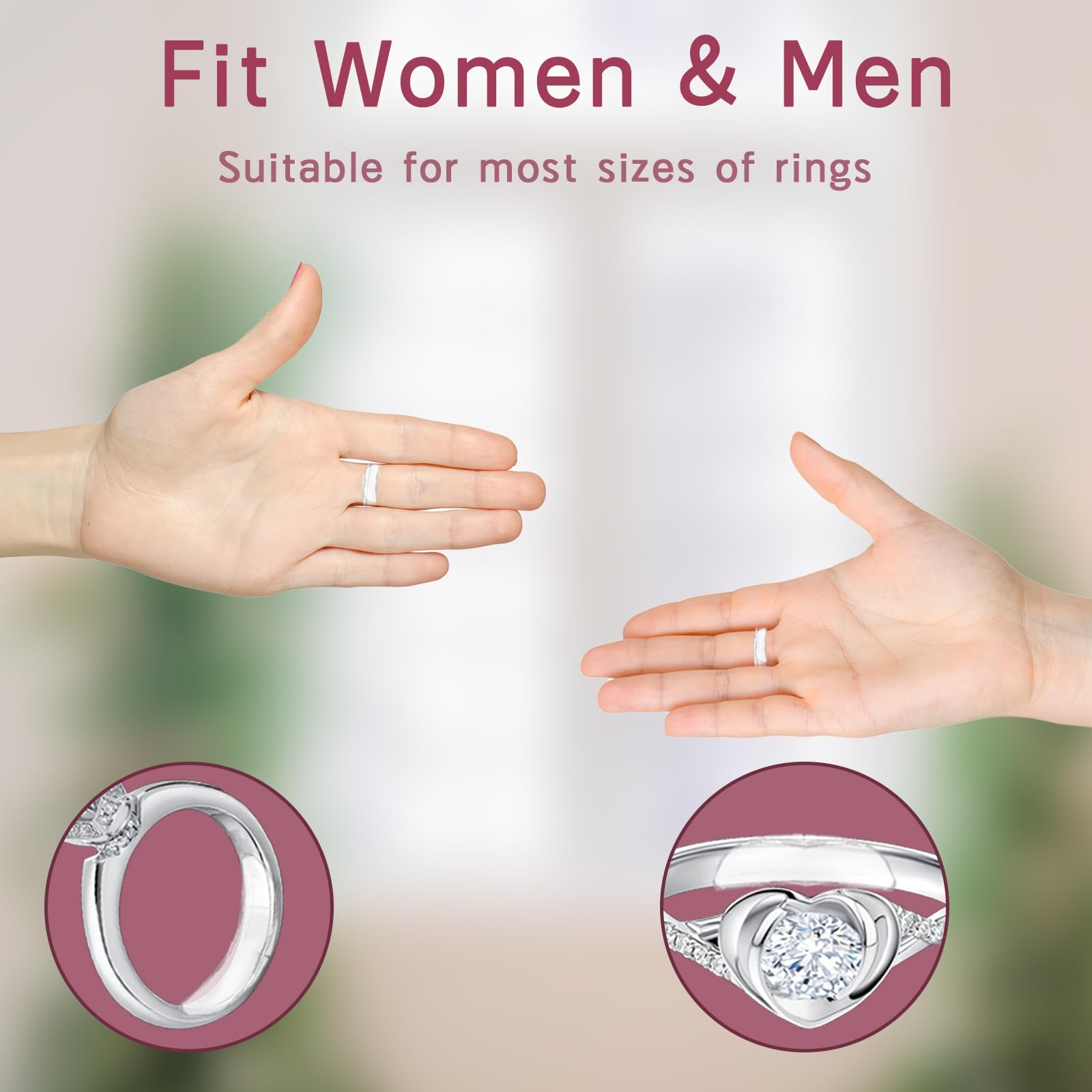 12PCS Ring Sizers for Loose Rings - 6 Sizes Adjustable Ring Guards, Invisible Silicone Ring Size Reducer for Women & Men | Perfect for Wedding Bands, Engagement Rings & Everyday Jewelry Comfort