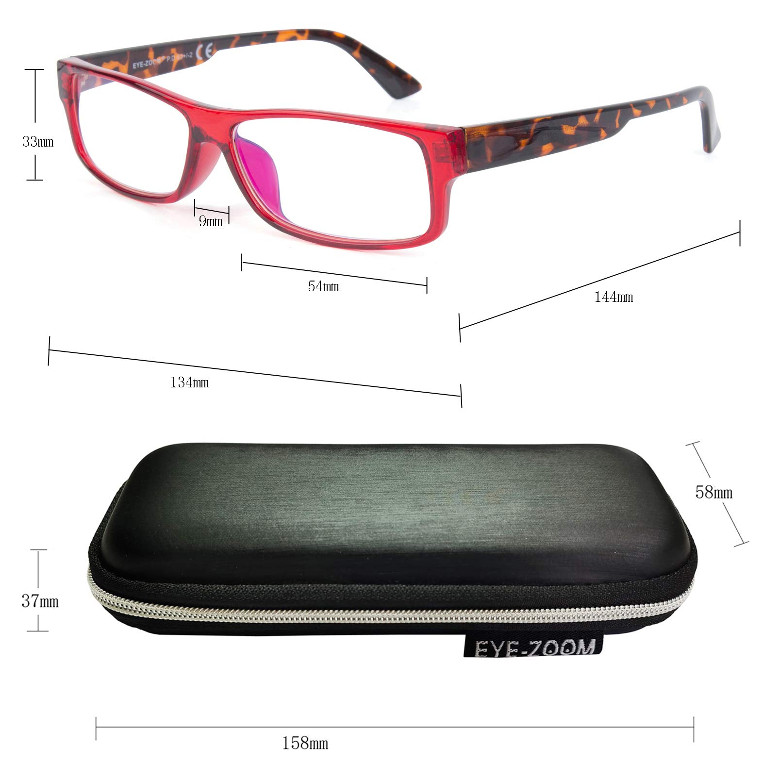 2 Pack Blue Light Blocking Glasses - Anti Eyestrain Rectangular Plastic Frames for Computer Work & Reading | Perfect for Office, Gaming & Nighttime Screen Use