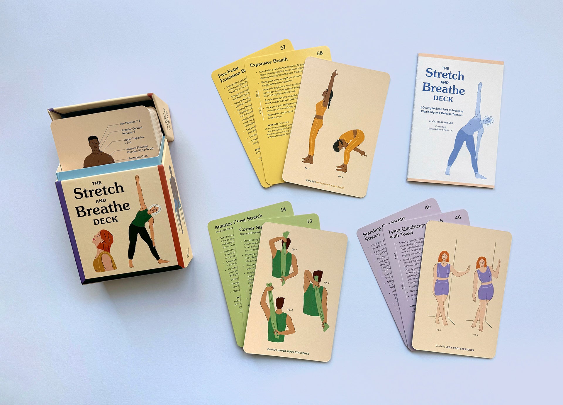 The Stretch and Breathe Deck: 60 Simple Yoga Exercises to Improve Flexibility & Relieve Stress - Perfect for Home Workouts, Office Breaks & Post-Workout Recovery