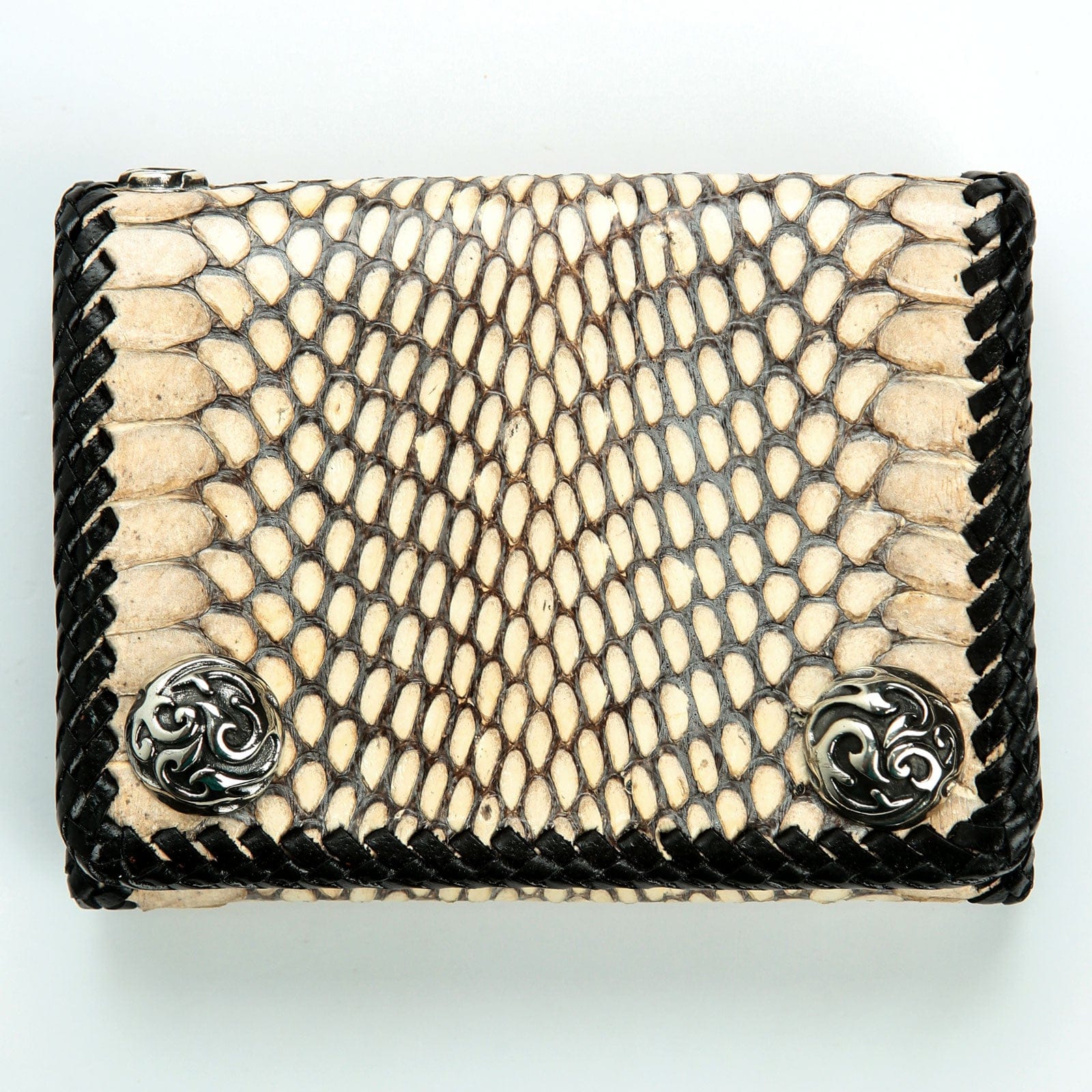 Dark Grey Snake Leather Biker Wallet for Men - Stylish RFID Blocking Slim Wallet for Motorcycle Riders & Everyday Use