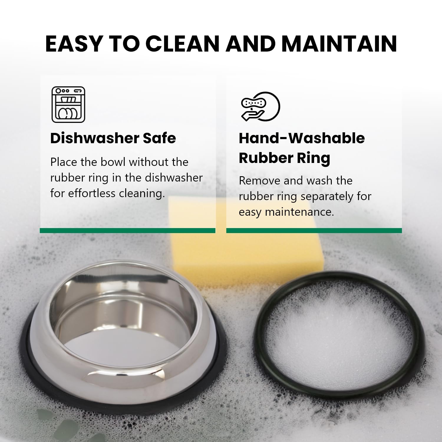 ICONIC PET 8 Cup/64 Oz Non-Slip Stainless Steel Pet Bowls - Heavy Duty High Back Design for Dogs & Cats - 2 Pack with Removable Anti-Skid Rubber Base - Dishwasher Safe Food & Water Bowls - Perfect for Indoor/Outdoor Feeding Stations