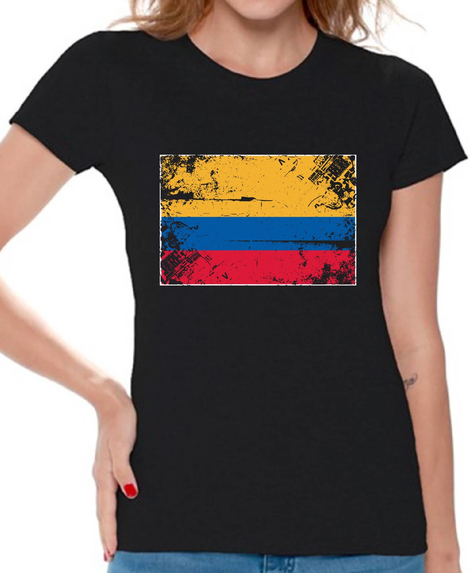 Colombia Flag T-Shirts for Women - Stylish & Comfortable Colombia Themed Gifts | Perfect for National Day, Soccer Games & Patriotic Events