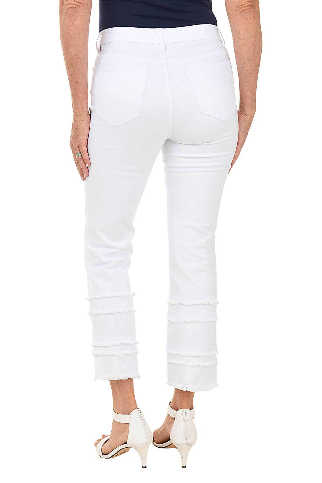 Distressed Frayed Hem Tiered Denim Ankle Pants for Women - Trendy High Waist Skinny Jeans for Casual Outfits & Street Style