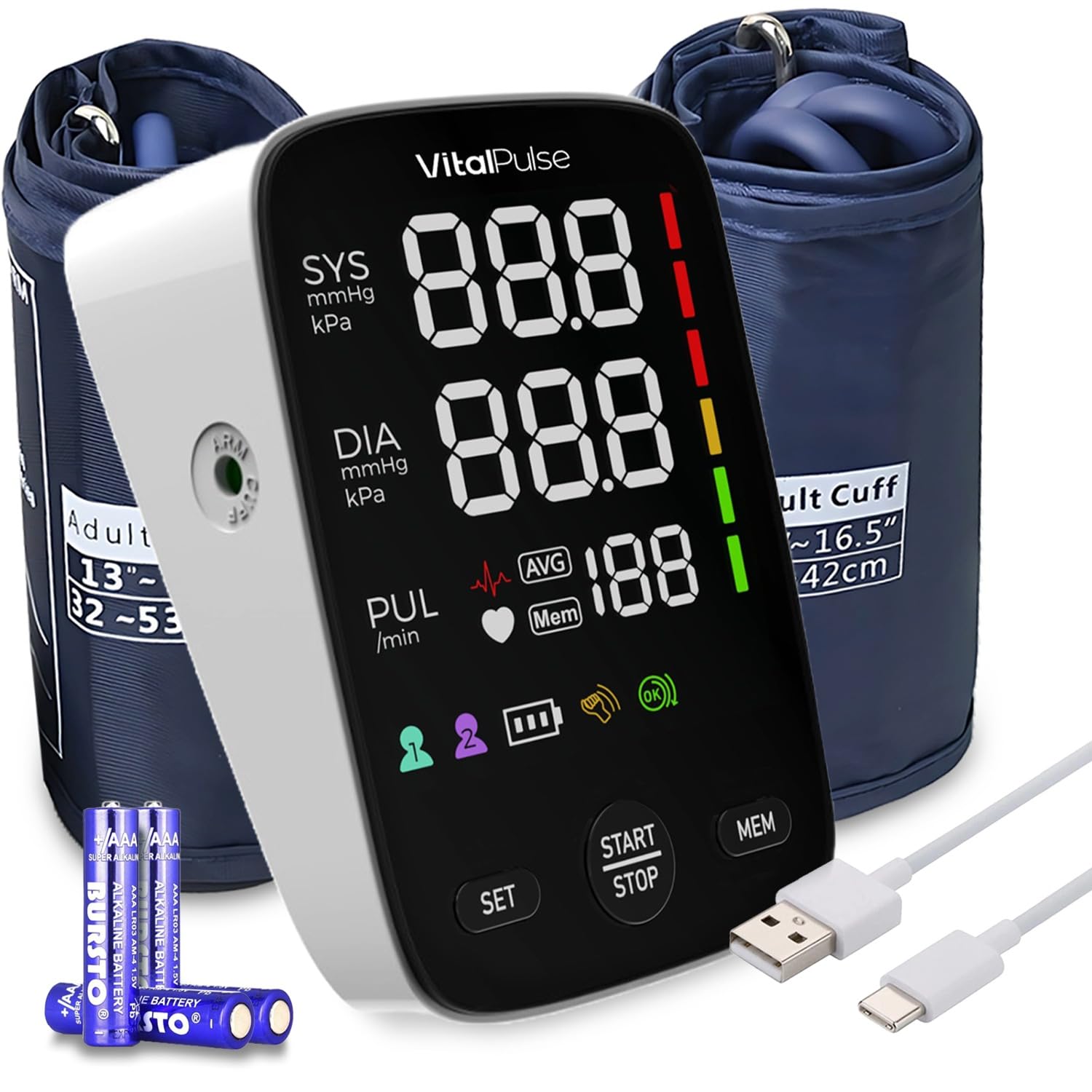 Digital Blood Pressure Monitor with 2 Cuff Sizes (8.7”-16.5” & 13”-21”) - Automatic Upper Arm BP Machine with Large LED Display & 240 Memory Storage - Perfect for Home Use, Health Tracking & Doctor Visits