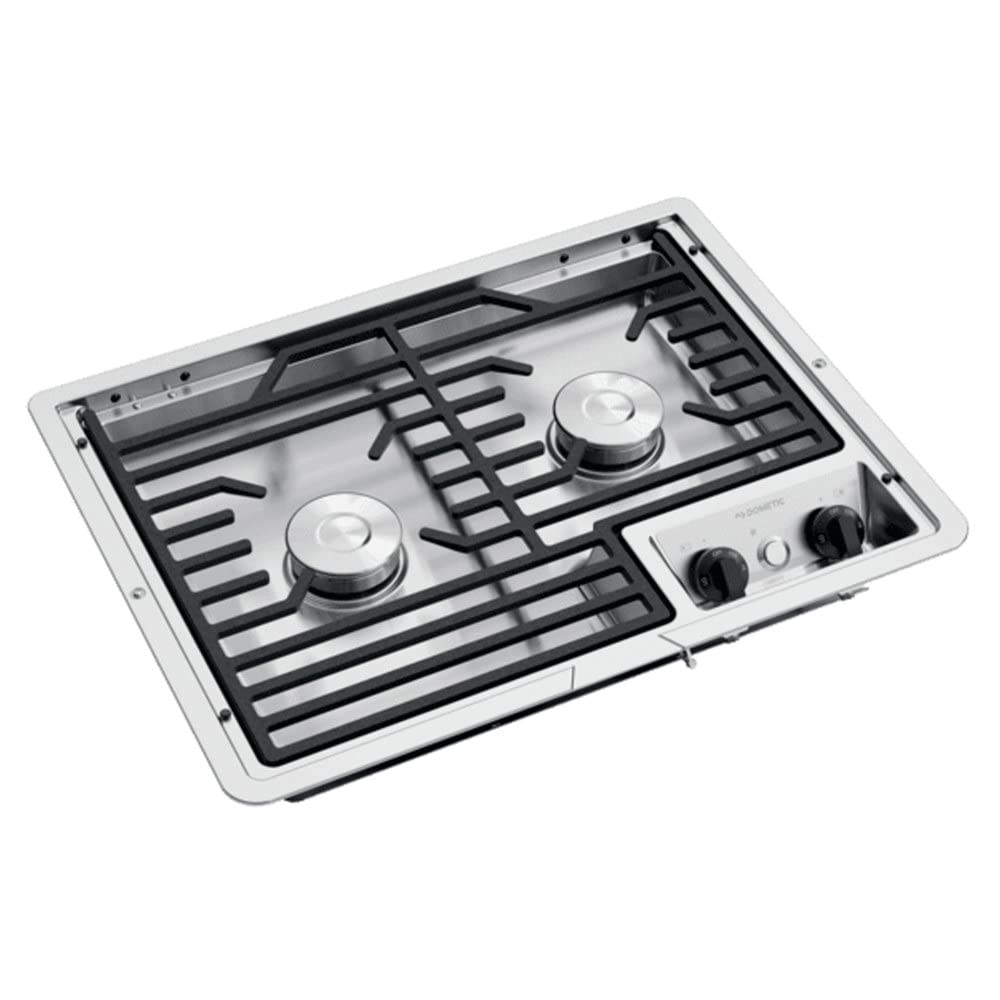 Dometic 2-Burner Drop-In Cooktop with Cast Iron/Flat Wire Grate - RV & Outdoor Camping Stove for Kitchen, Picnics & Tailgating