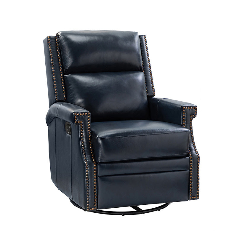 Canace Modern Genuine Leather Manual Glider Rocker Recliner Chair - Comfortable Swivel Lounge Chair for Living Room, Nursery, and Office Relaxation