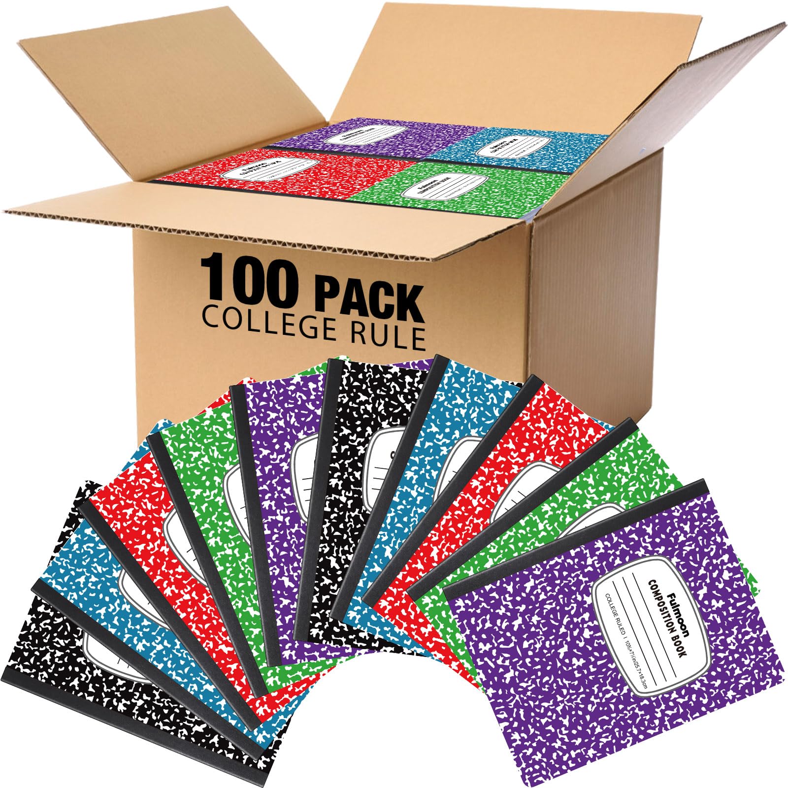 Fulmoon 100 Pack College Ruled Composition Notebooks - 10.12