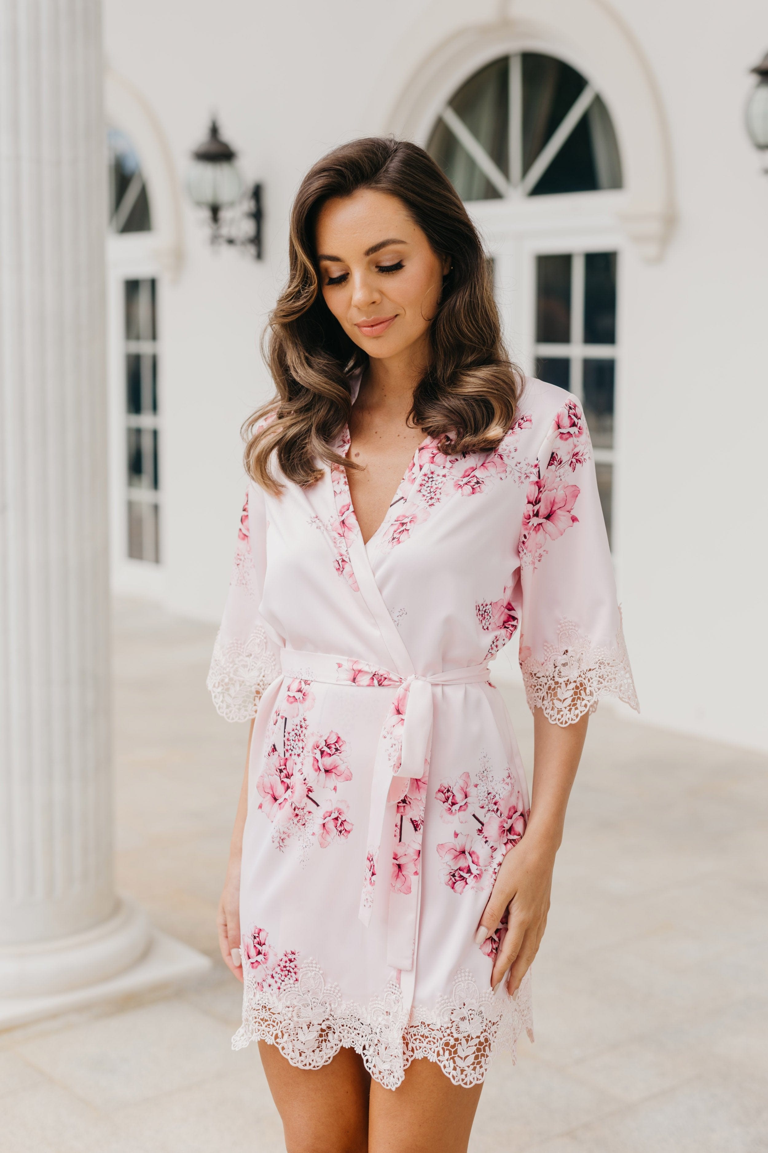 Elegant Ivana Floral Printed Robe - Soft & Comfortable Women's Kimono Bathrobe for Spa, Lounge, and Beach Cover-Up