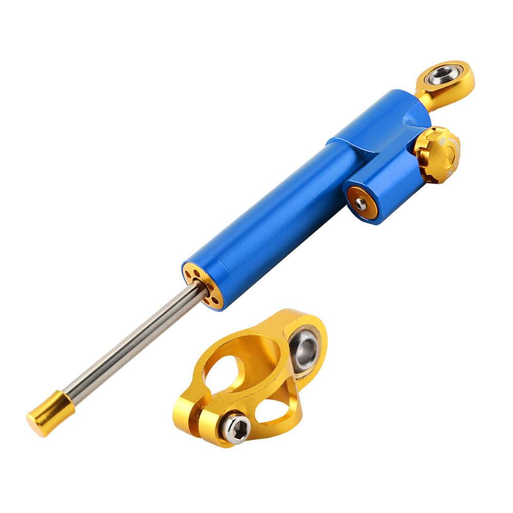 Universal Motorcycle Steering Damper - Aluminum Alloy Stabilizer (Blue) for Safe Riding